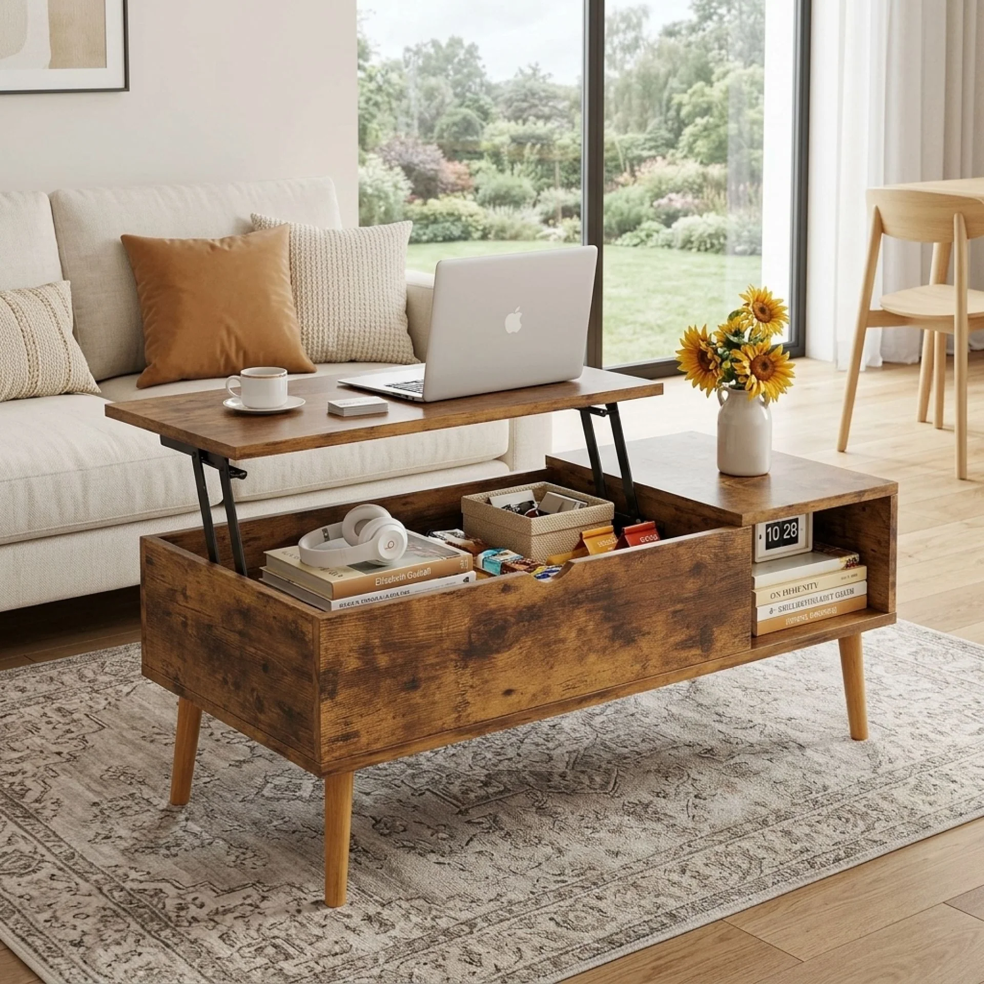 Chilwa Lift Top Coffee Table - Rustic Brown