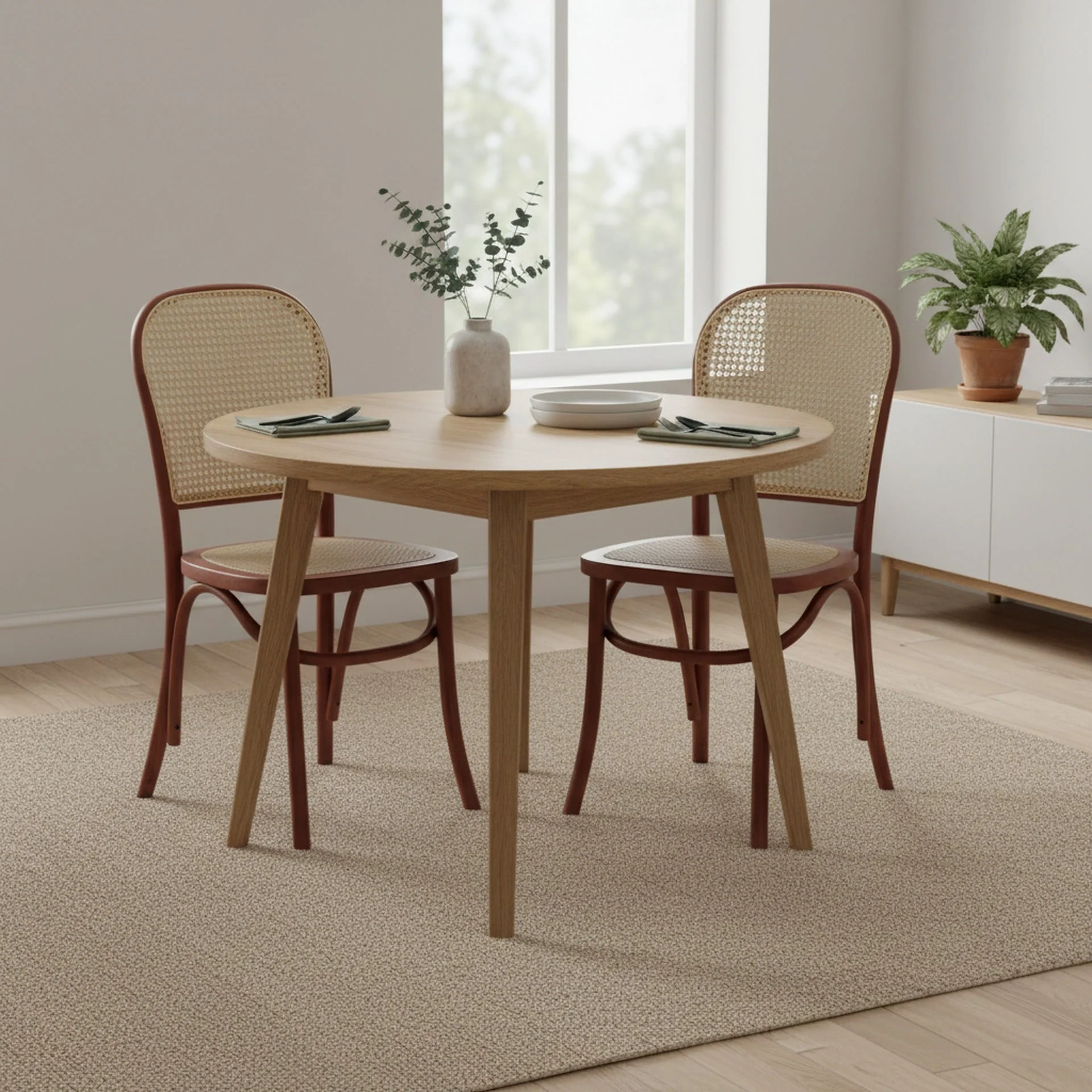 Christopher Beech Wood and Rattan Dining Chair – Set of 2 – Antique Brown - Image 2