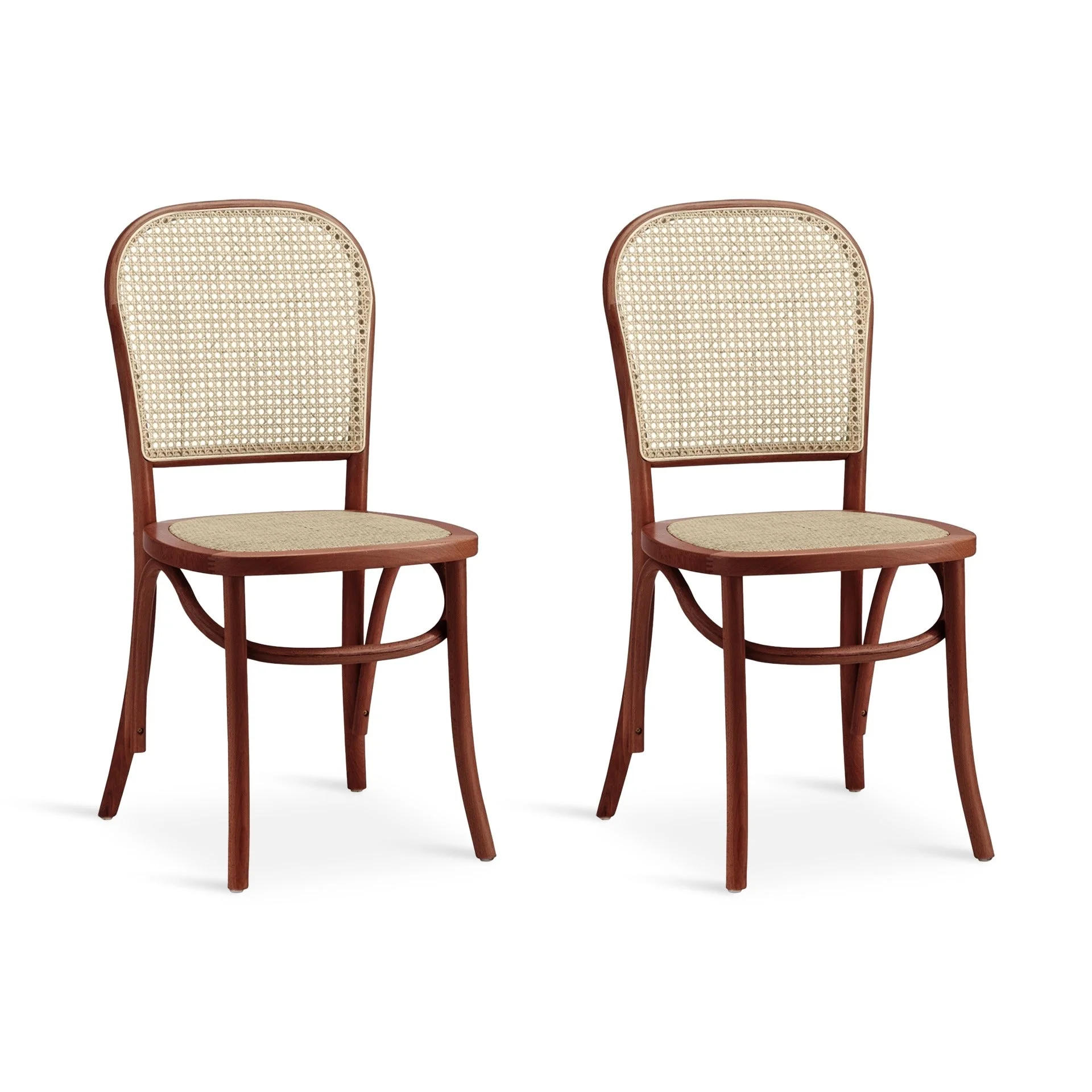 Christopher Beech Wood and Rattan Dining Chair – Set of 2 – Antique Brown - Image 3