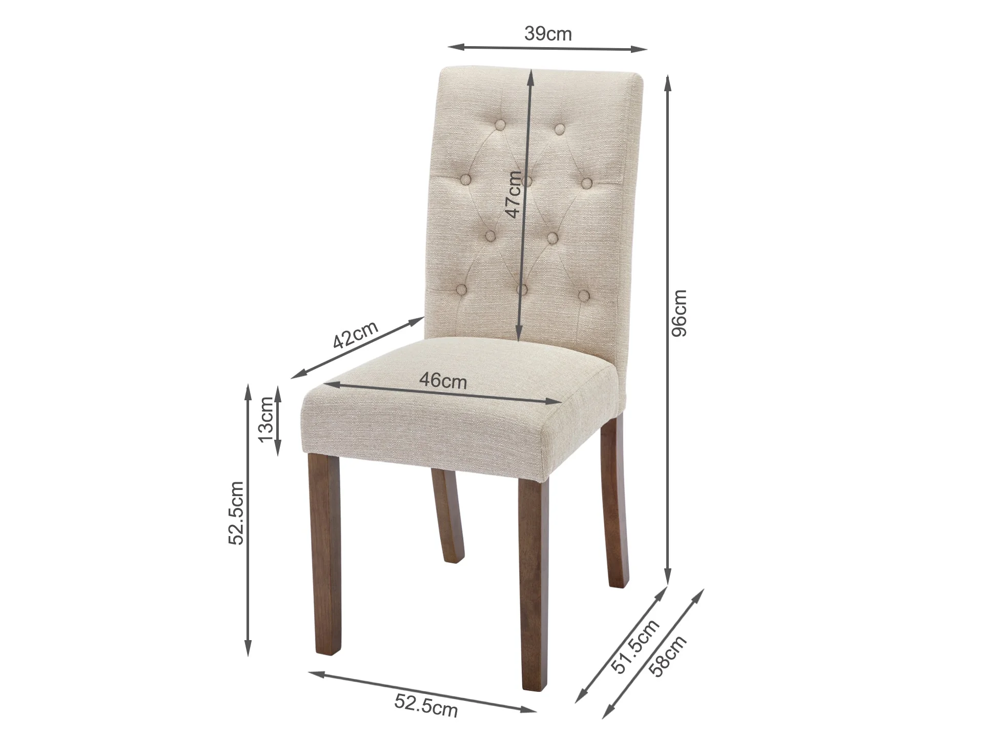 Lucia Upholstered Dining Chair - Set of 2 - Beige - Image 7
