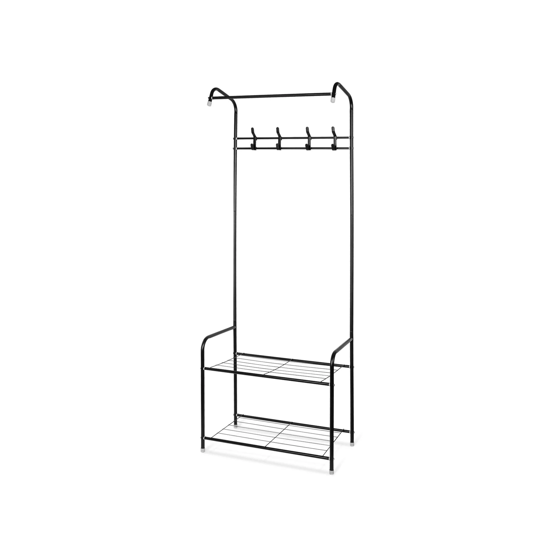 Clothing Garment Rack with Shelves - Black - Image 4