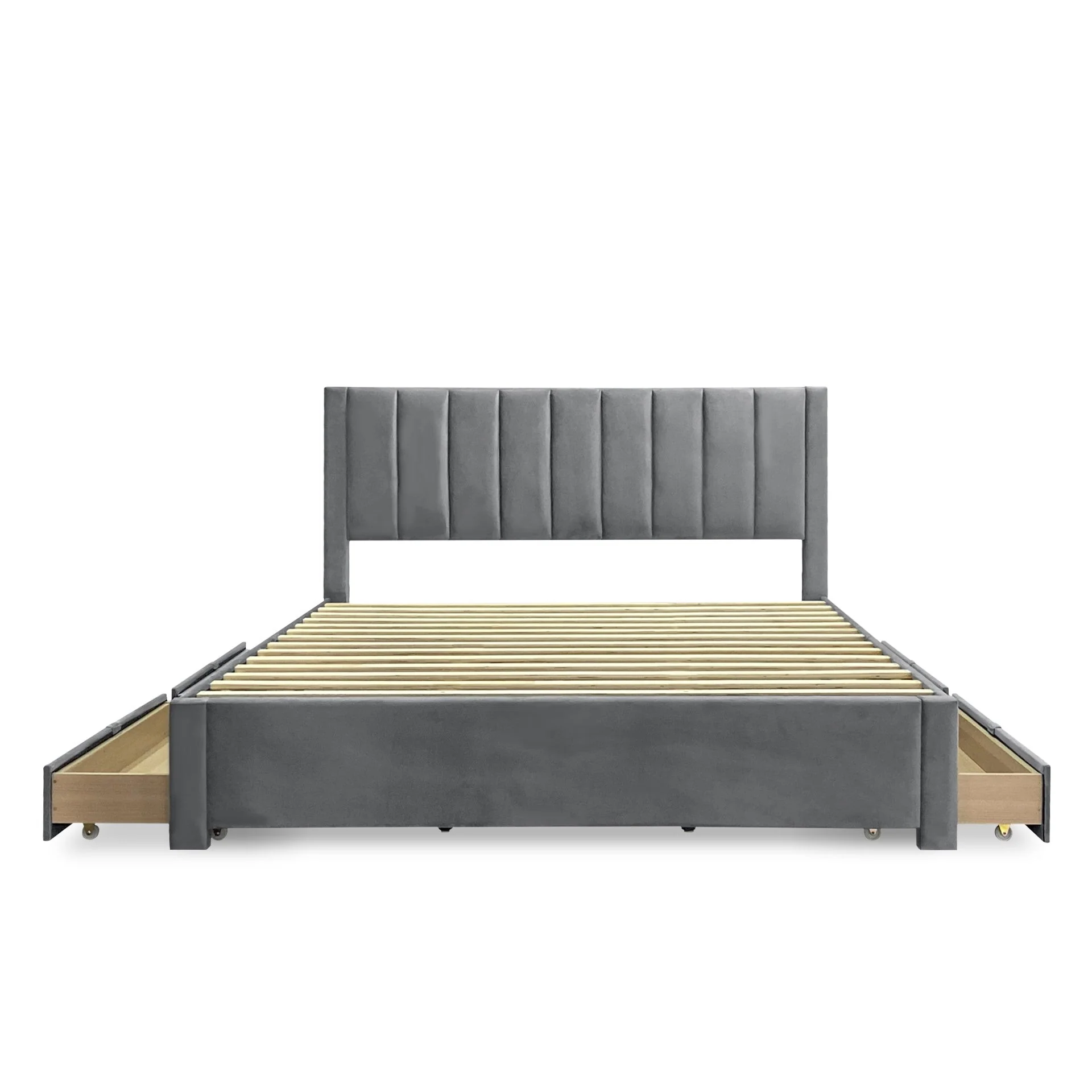 Columbia Super King Fabric Bed Frame with 4 Drawers - Grey - Image 7