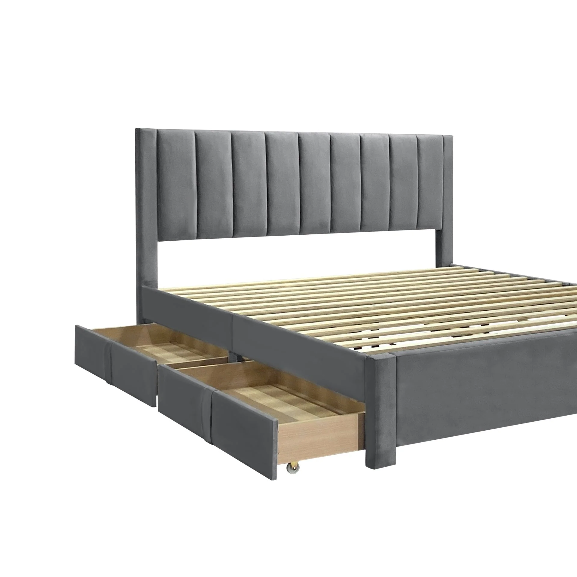 Columbia Super King Fabric Bed Frame with 4 Drawers - Grey - Image 8