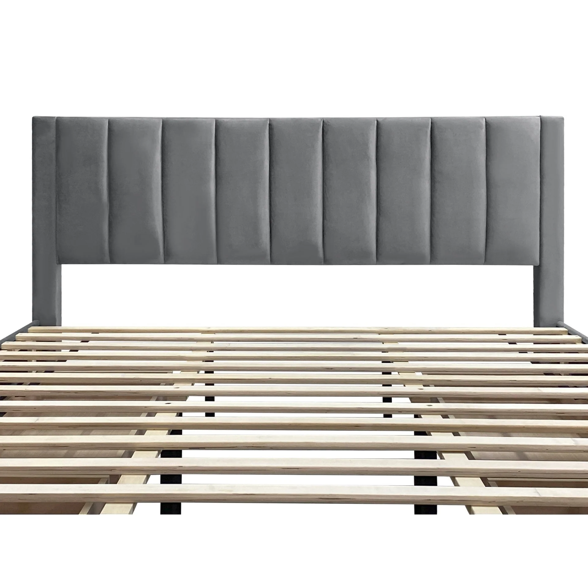 Columbia Super King Fabric Bed Frame with 4 Drawers - Grey - Image 9