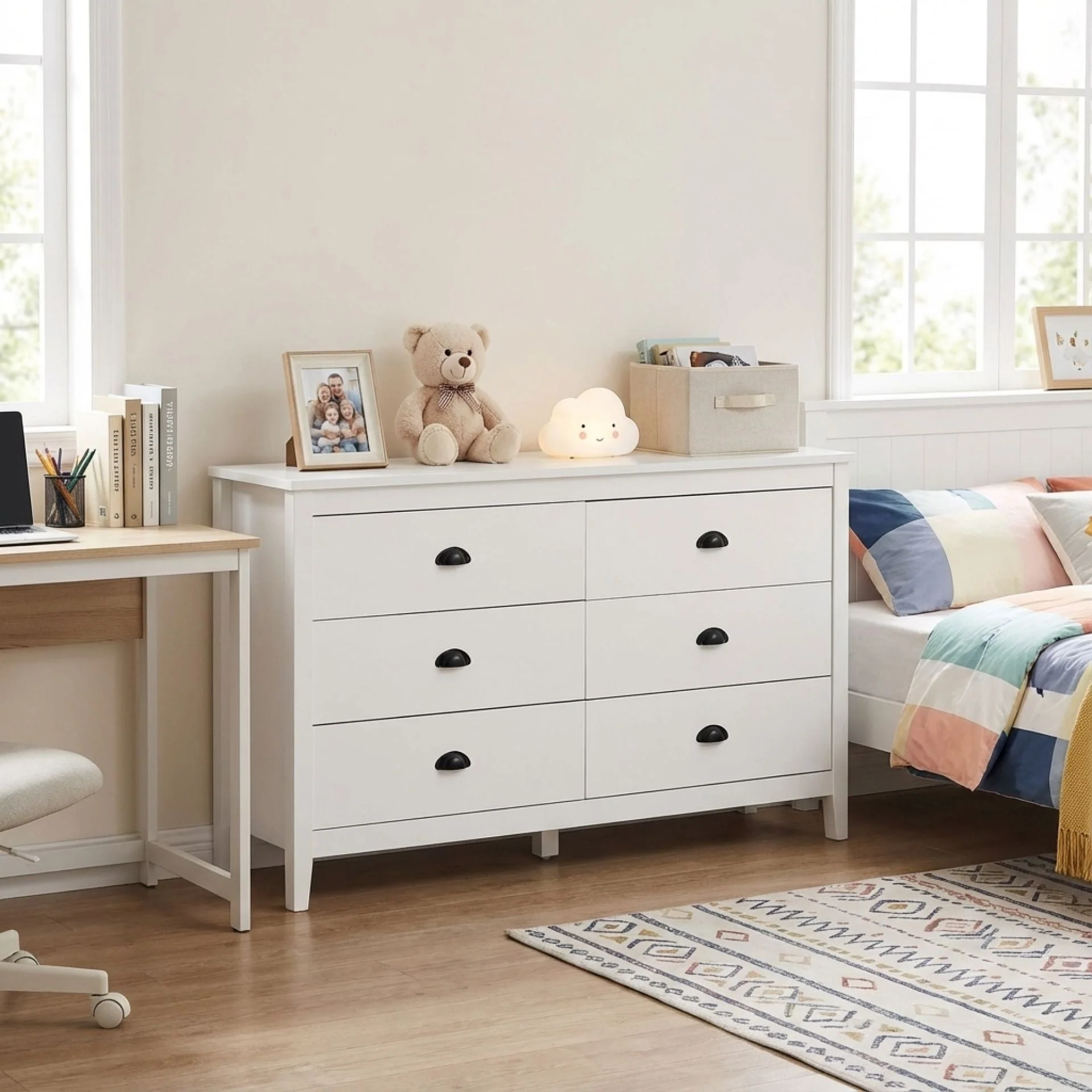Congo 6 Drawers Low Boy - White - Image 2