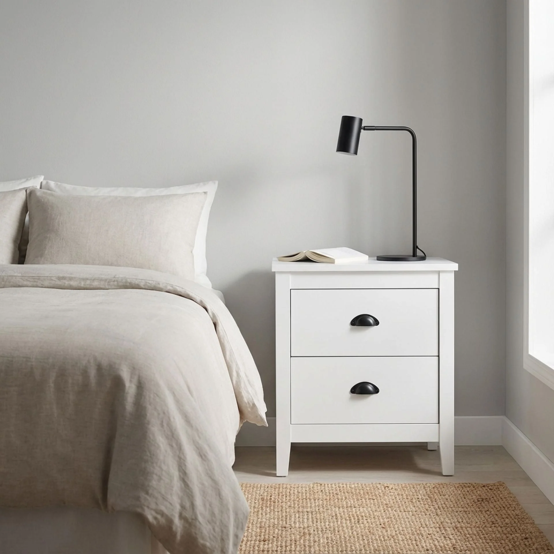 Congo Bedside Table with 2 Drawers - White - Image 3
