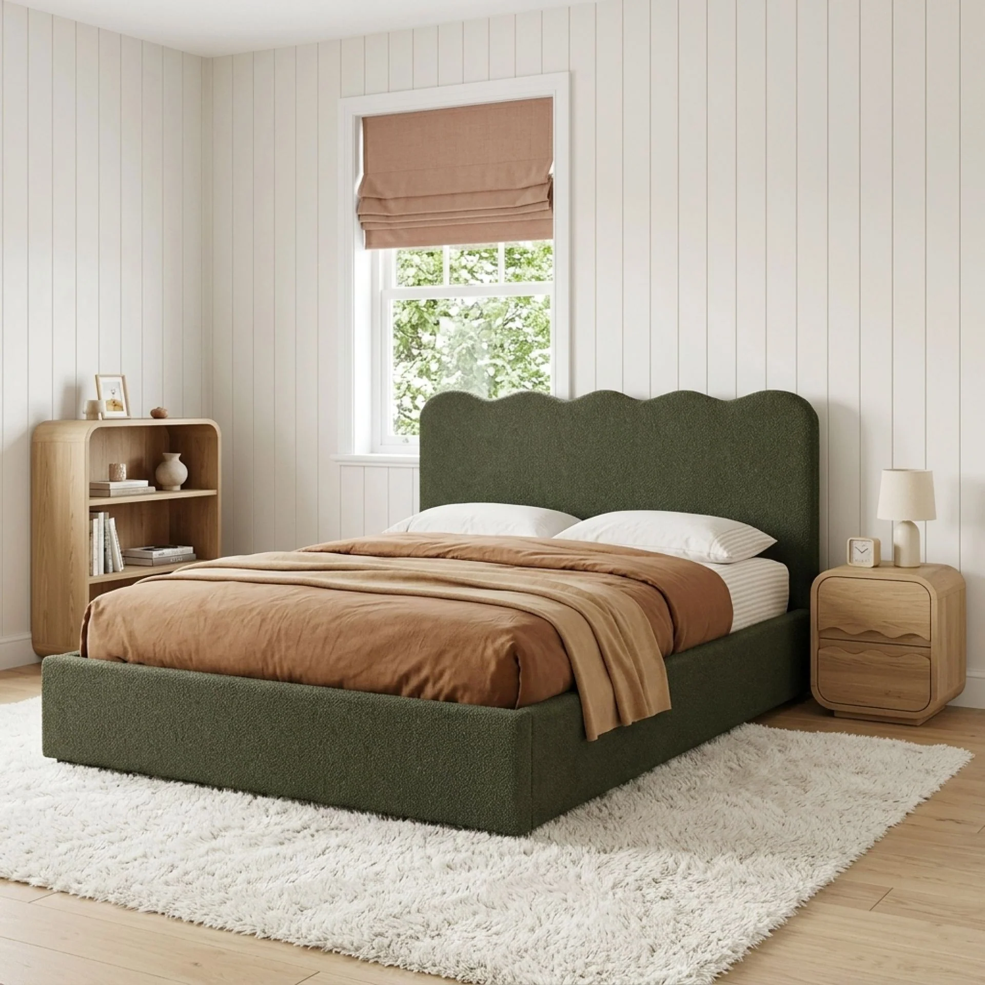 Cove Queen Gas Lift Bed Frame - Dark Green