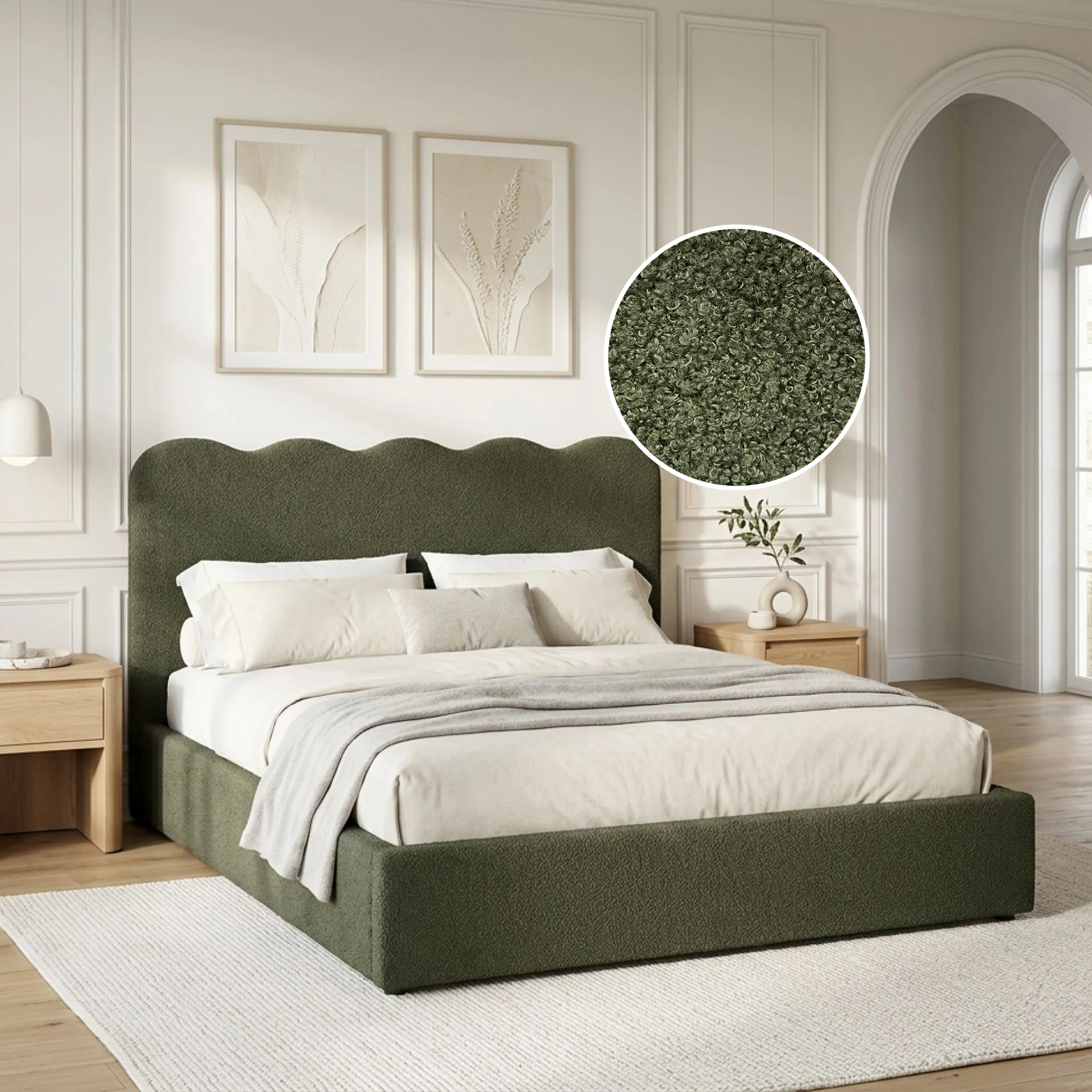 Cove Queen Gas Lift Bed Frame - Dark Green - Image 3