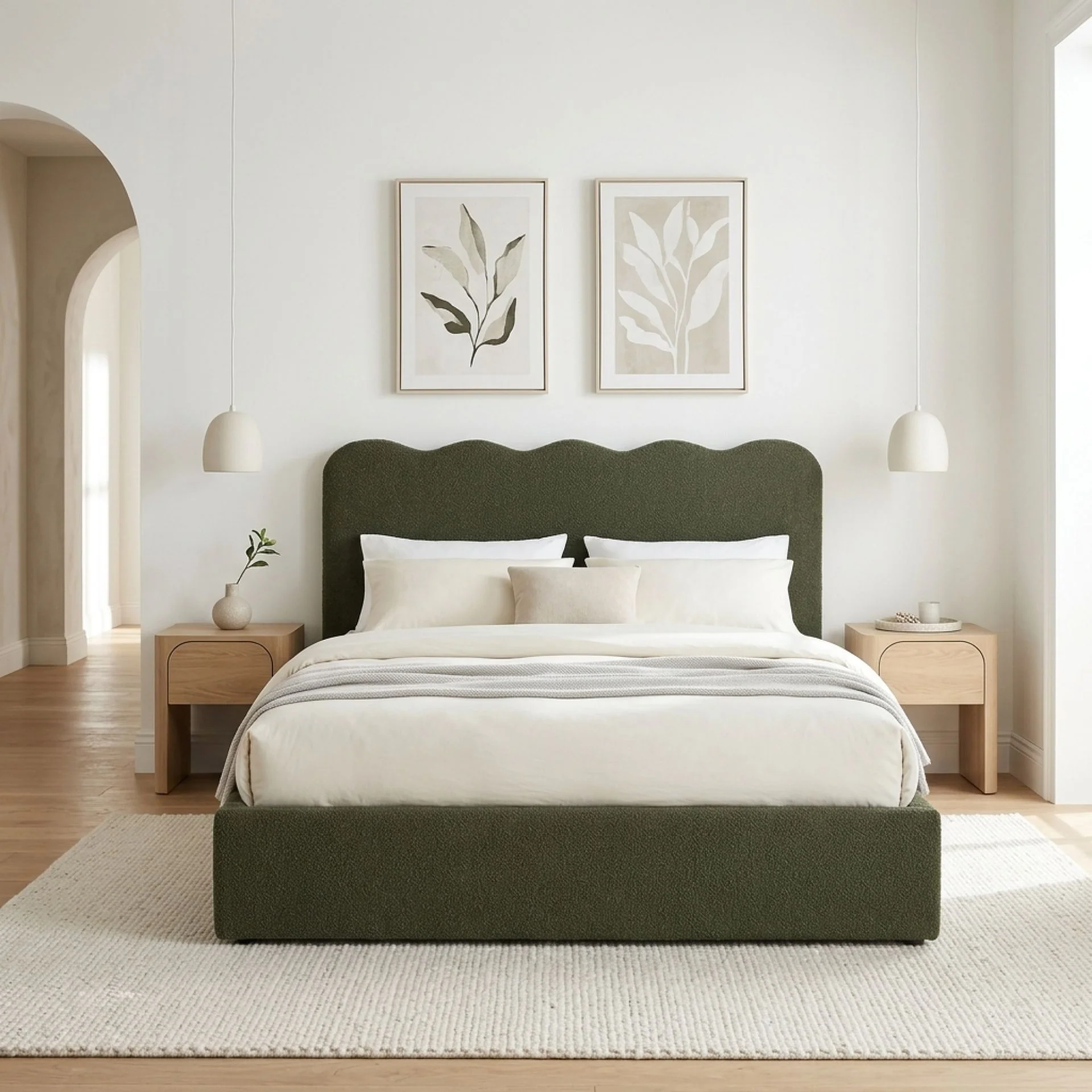 Cove Queen Gas Lift Bed Frame - Dark Green - Image 4
