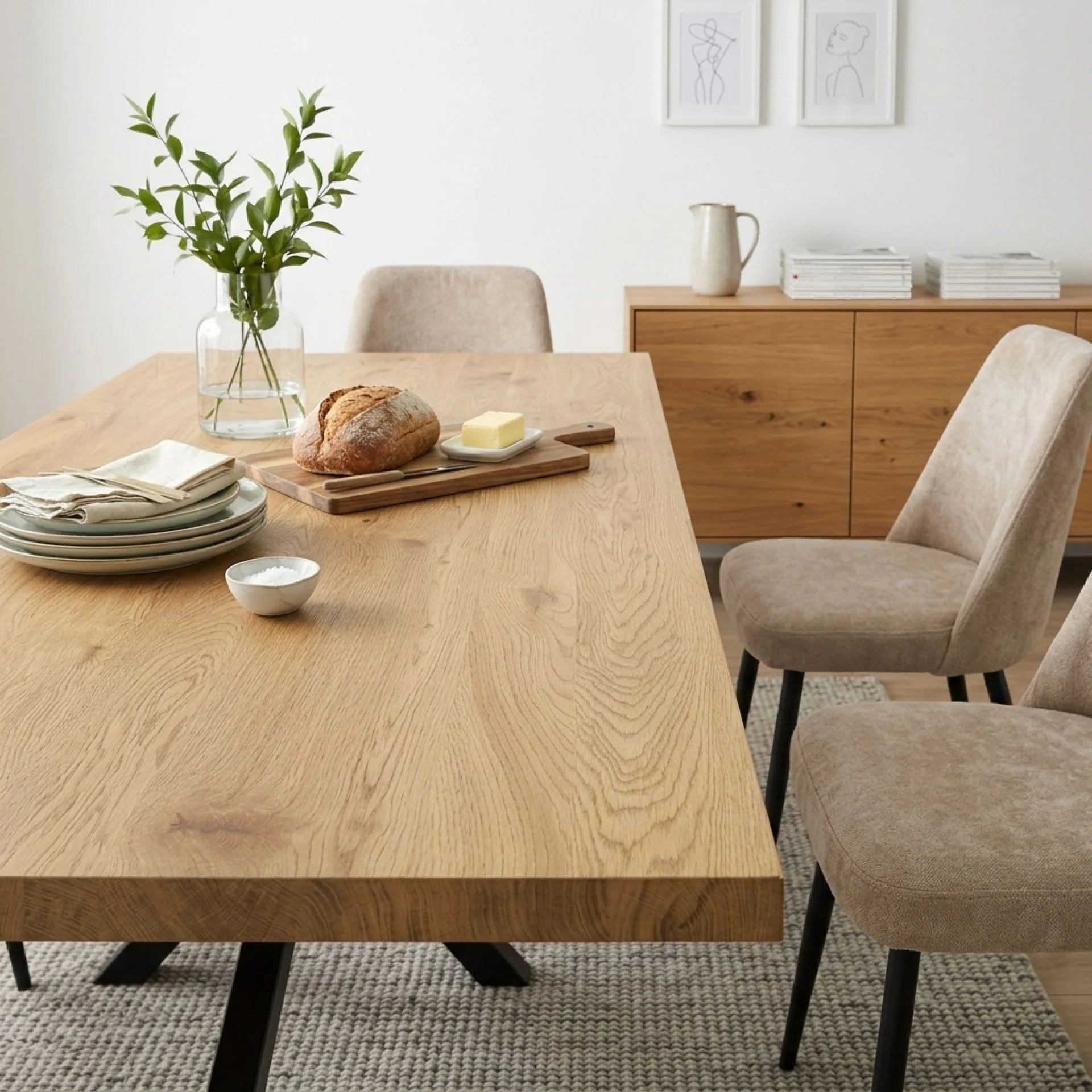 Croscen Rectangle Dining Table 240x95cm - Oak - Image 7