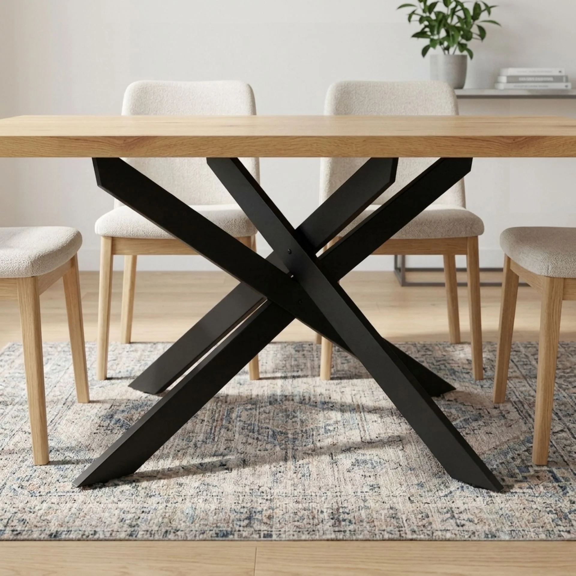 Croscen Rectangle Dining Table 240x95cm - Oak - Image 8