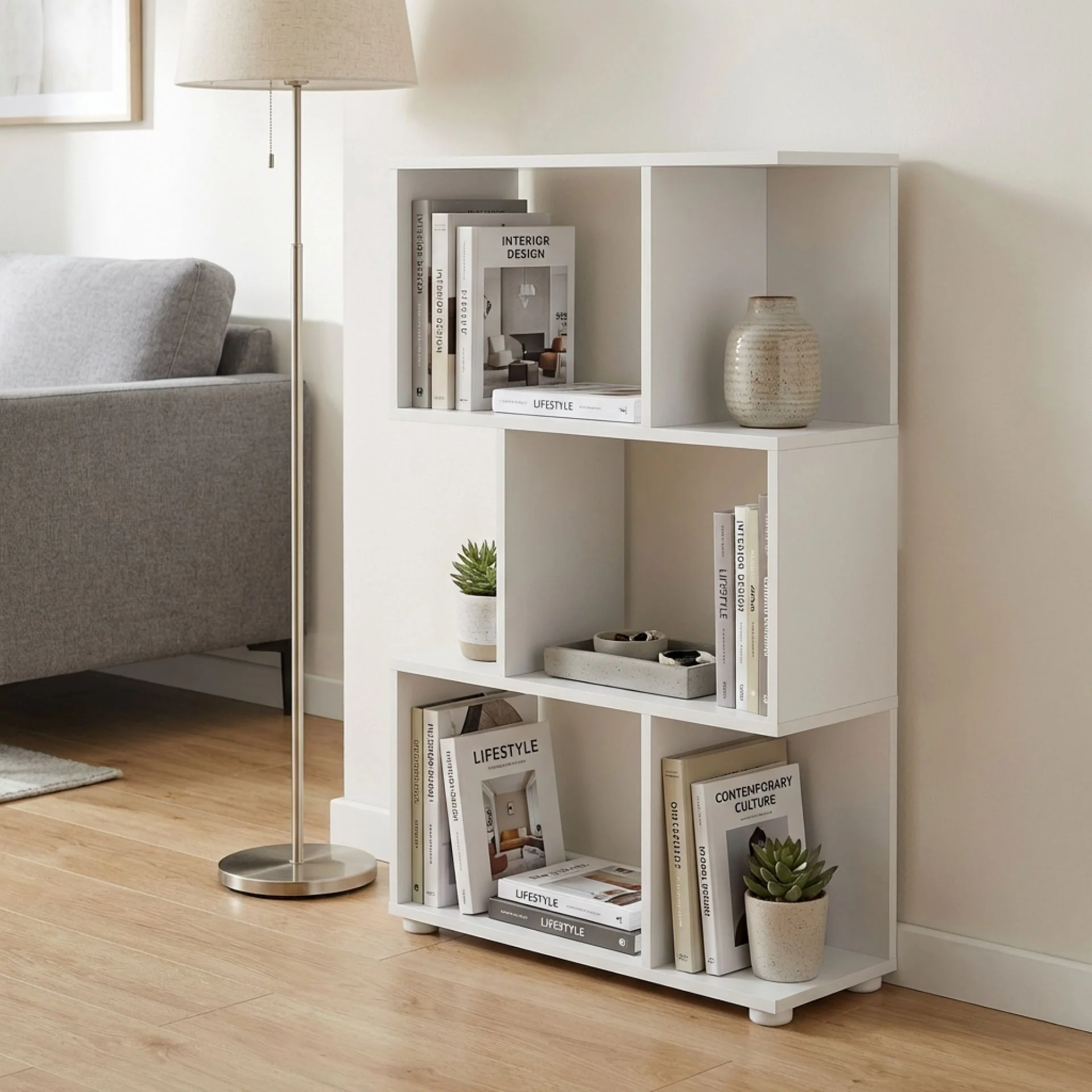Cubo 3 Tier Bookshelf Display Shelf - White