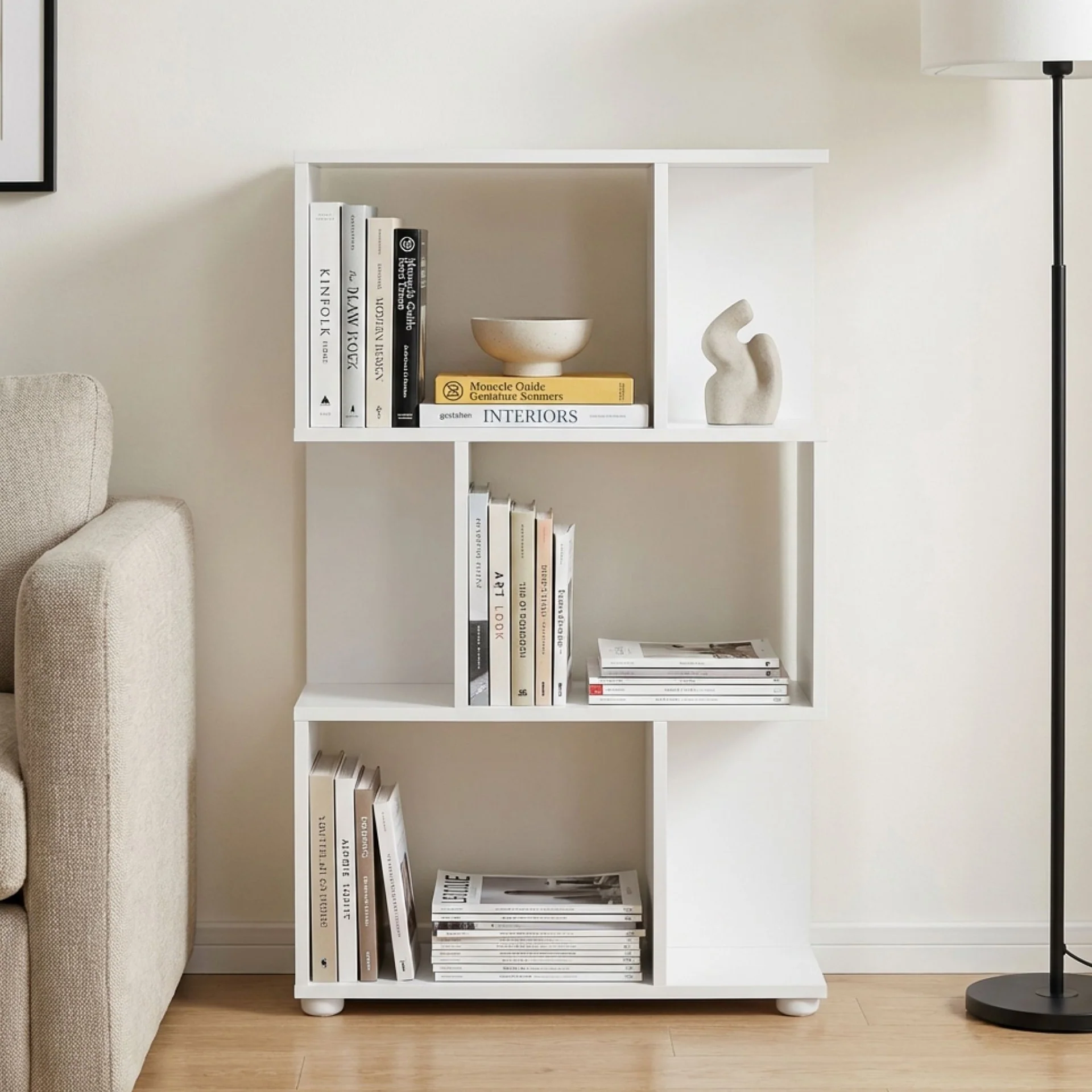 Cubo 3 Tier Bookshelf Display Shelf - White - Image 2