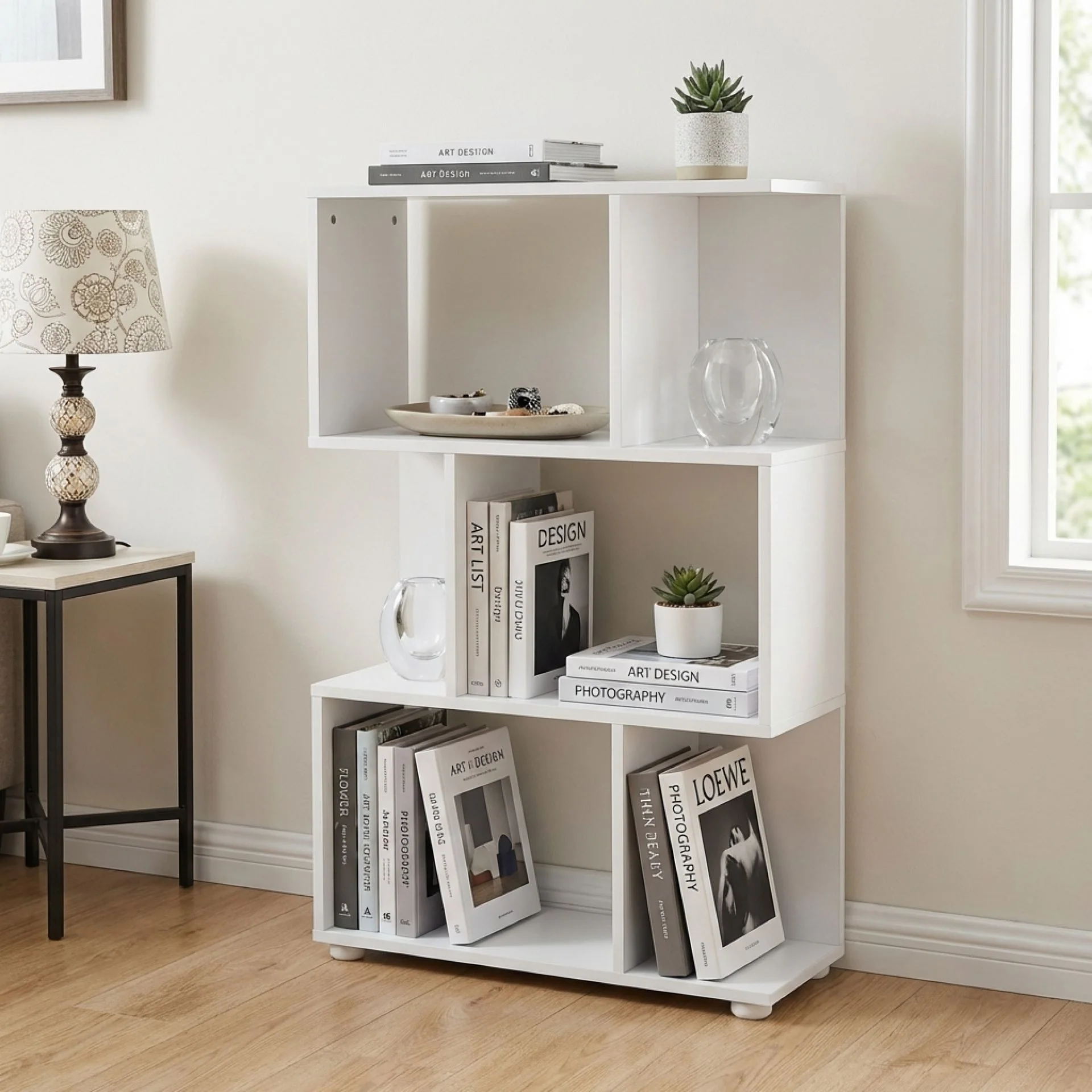 Cubo 3 Tier Bookshelf Display Shelf - White - Image 4