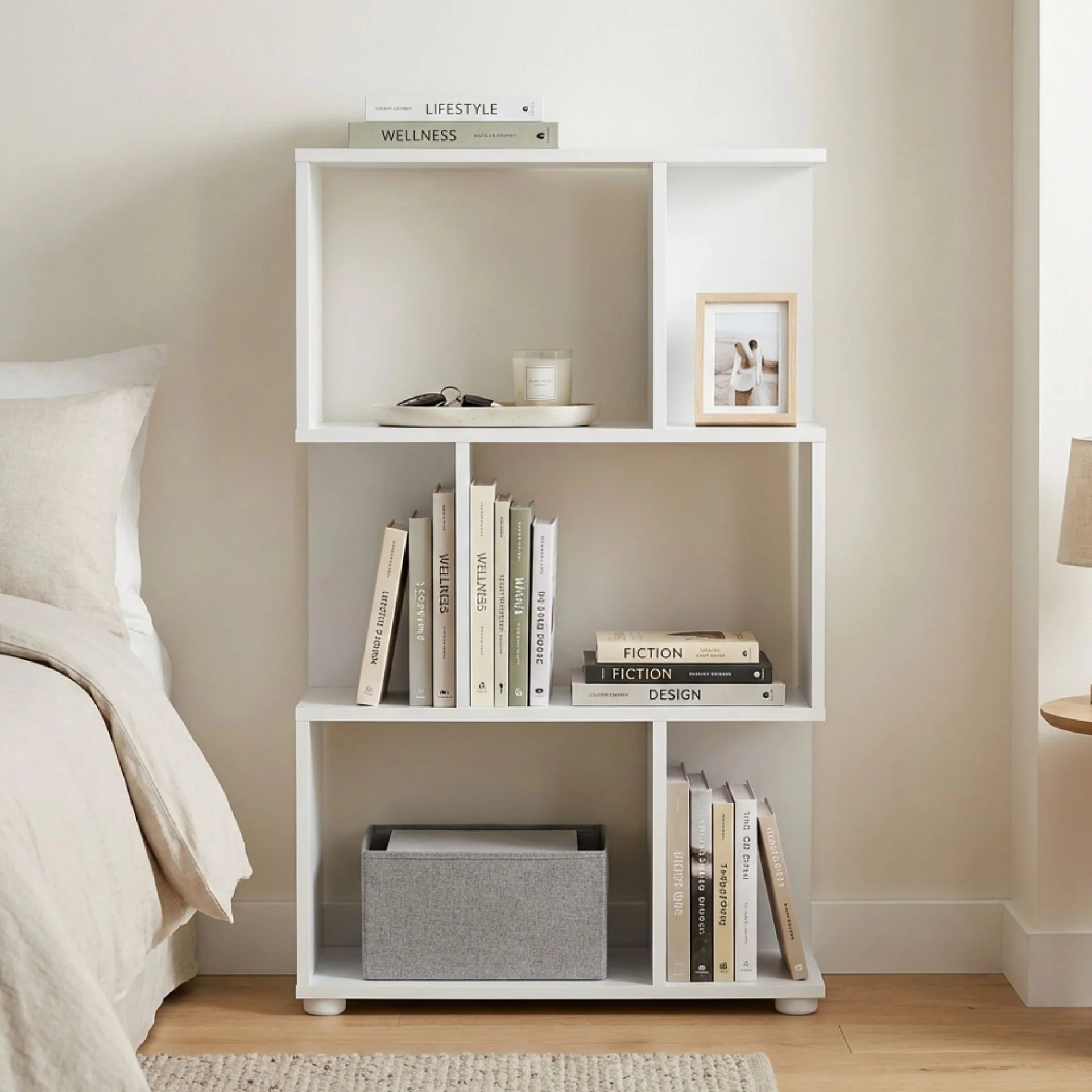 Cubo 3 Tier Bookshelf Display Shelf - White - Image 5