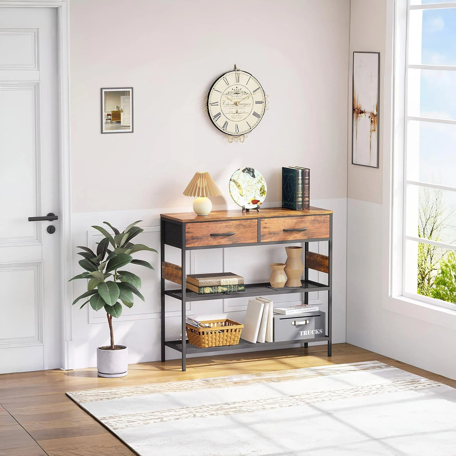 Cuckoo Console Table with 2 Drawers - Rustic Brown - Image 5
