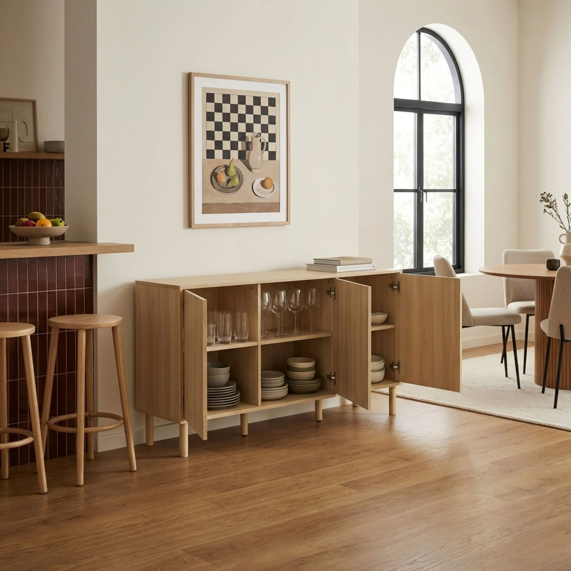 Custer Sideboard Buffet Table - Oak - Image 7