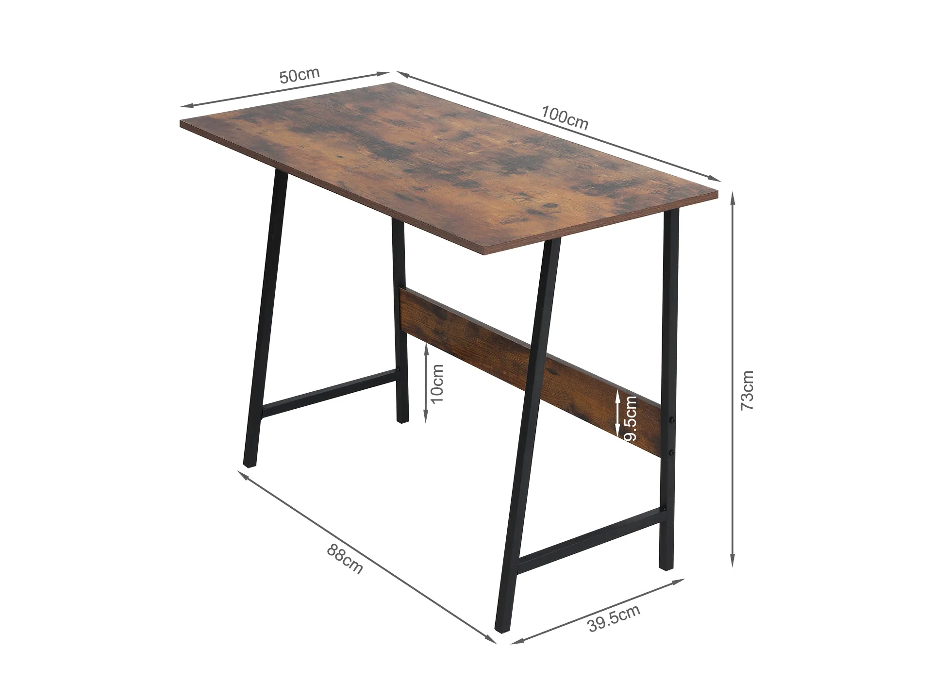 Daniel 100cm Computer Desk - Rustic Brown + Black - Image 6