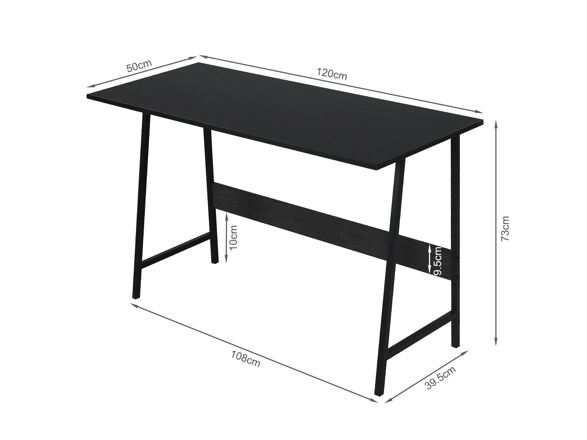 Daniel 120cm Computer Desk - Black - Image 6