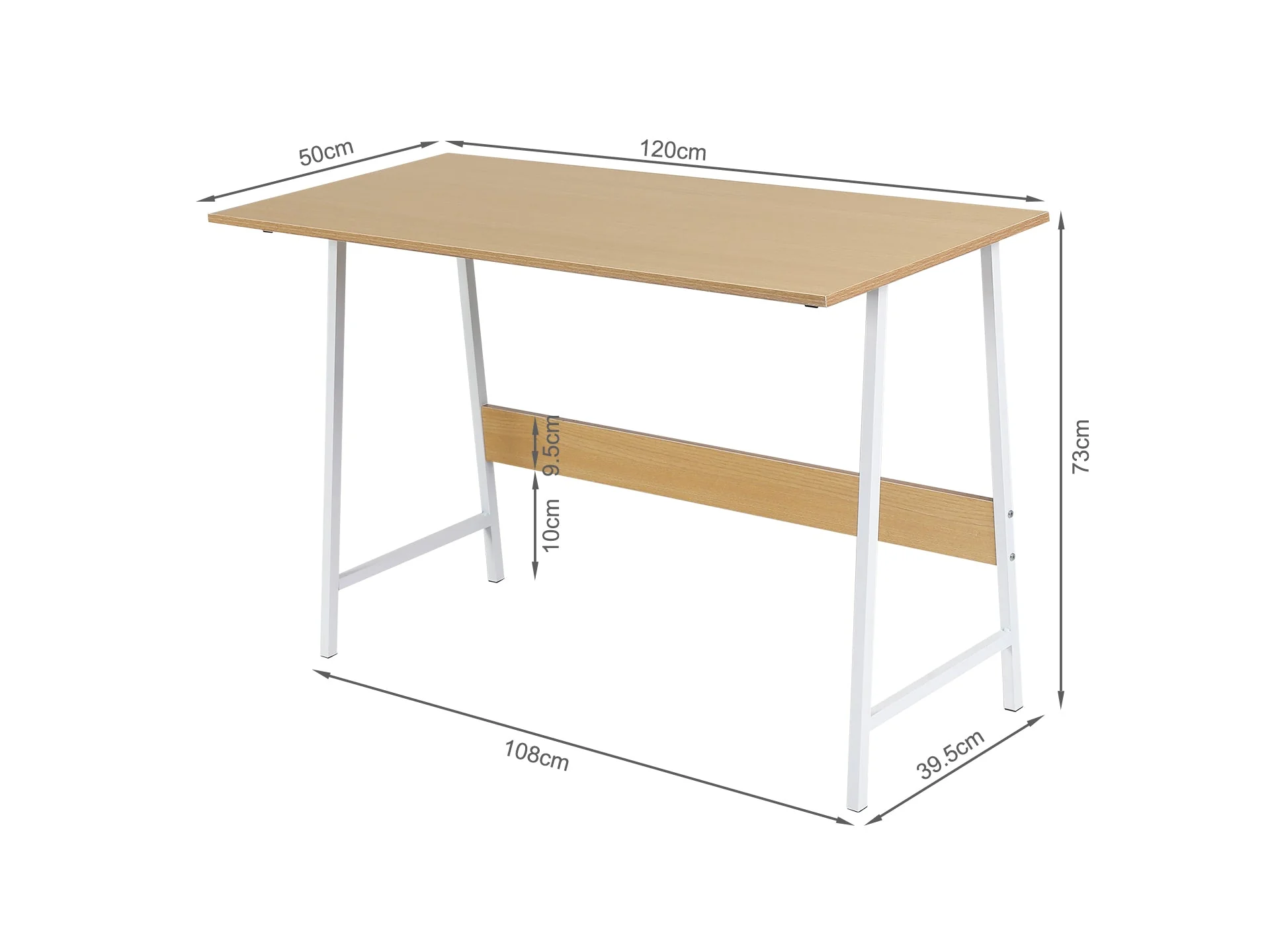 Daniel 120cm Computer Desk - Maple + White - Image 5