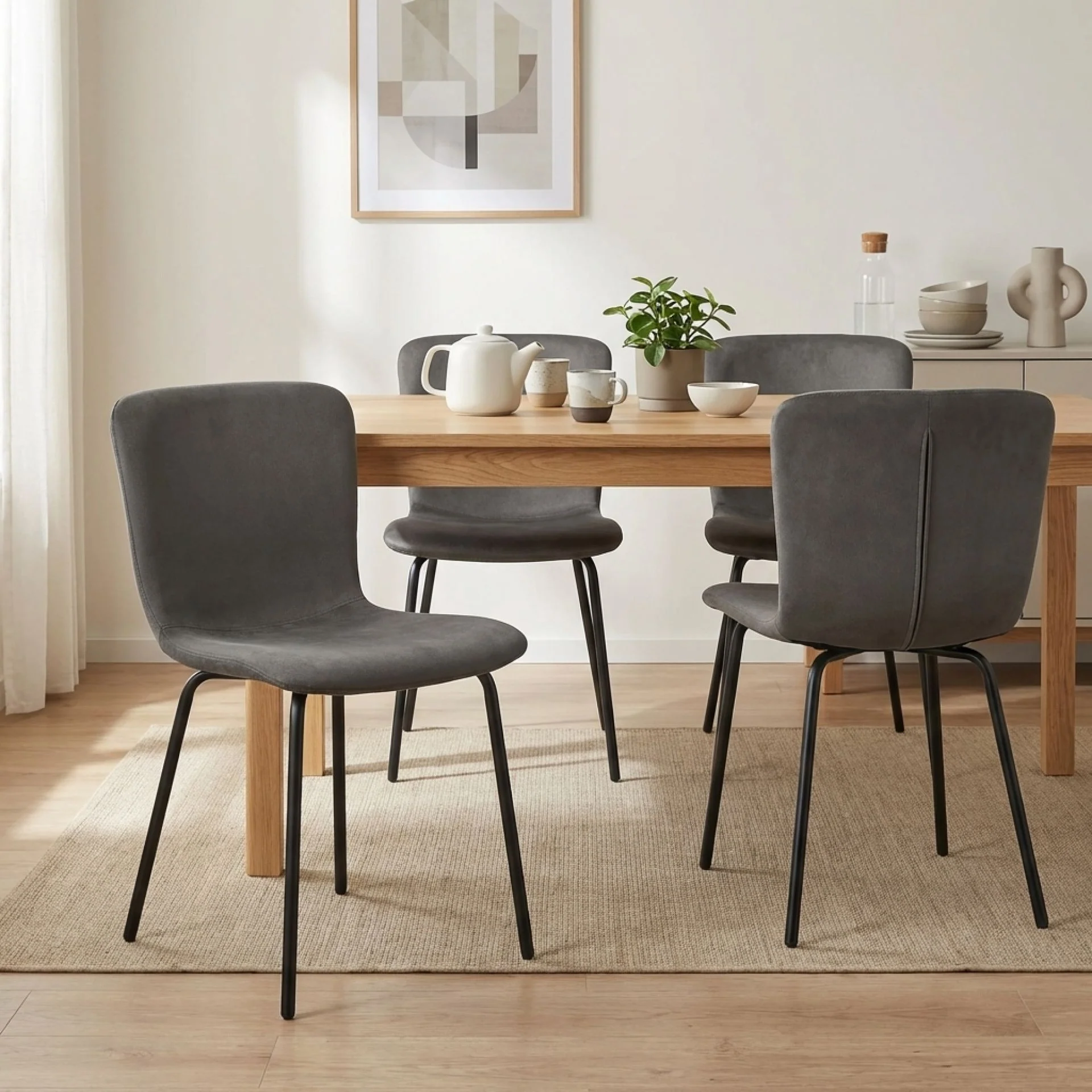 Darius Velvet Dining Chairs - Set of 4 - Dark Grey - Image 3