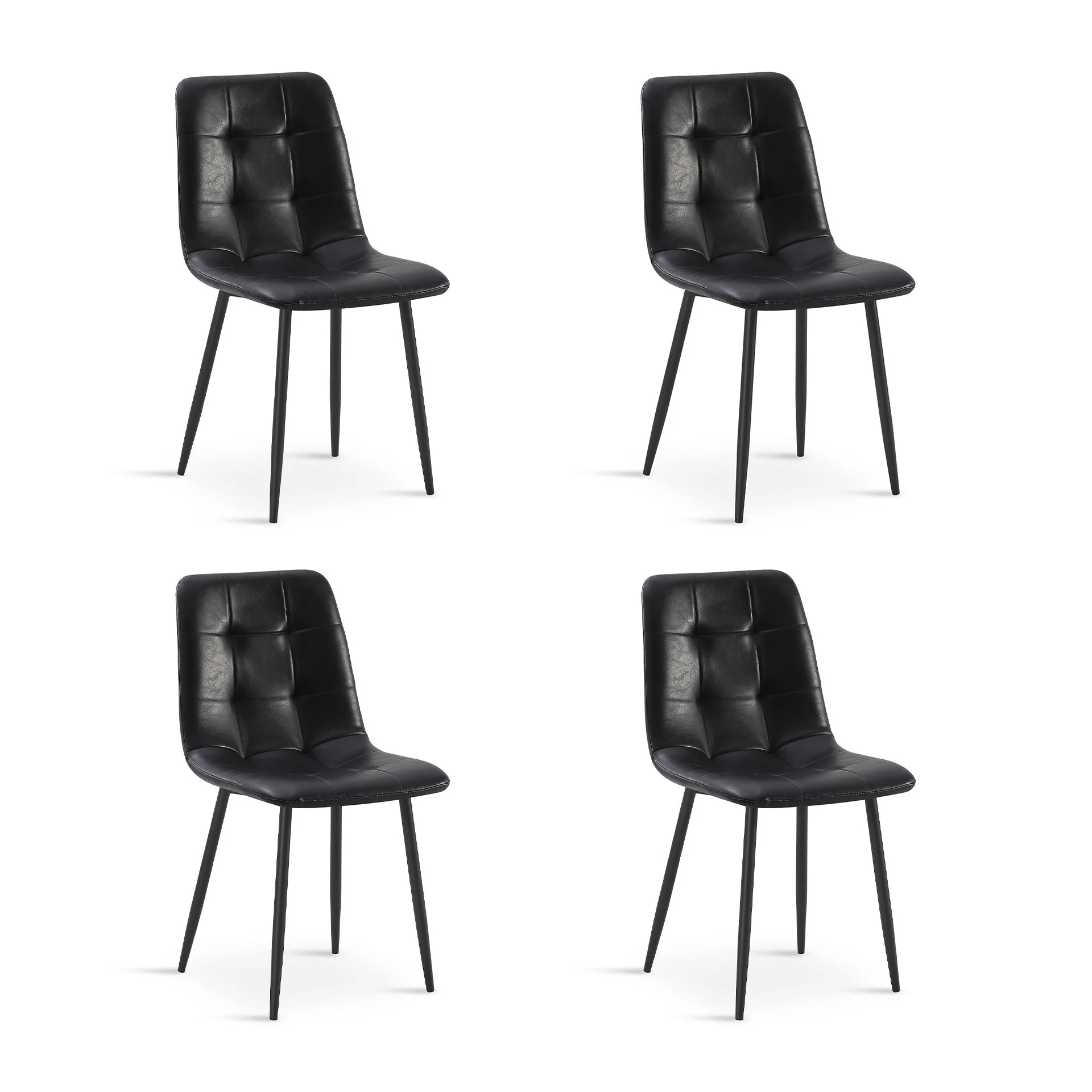 David PU Leather Dining Chair - Set of 4 - Black - Image 6