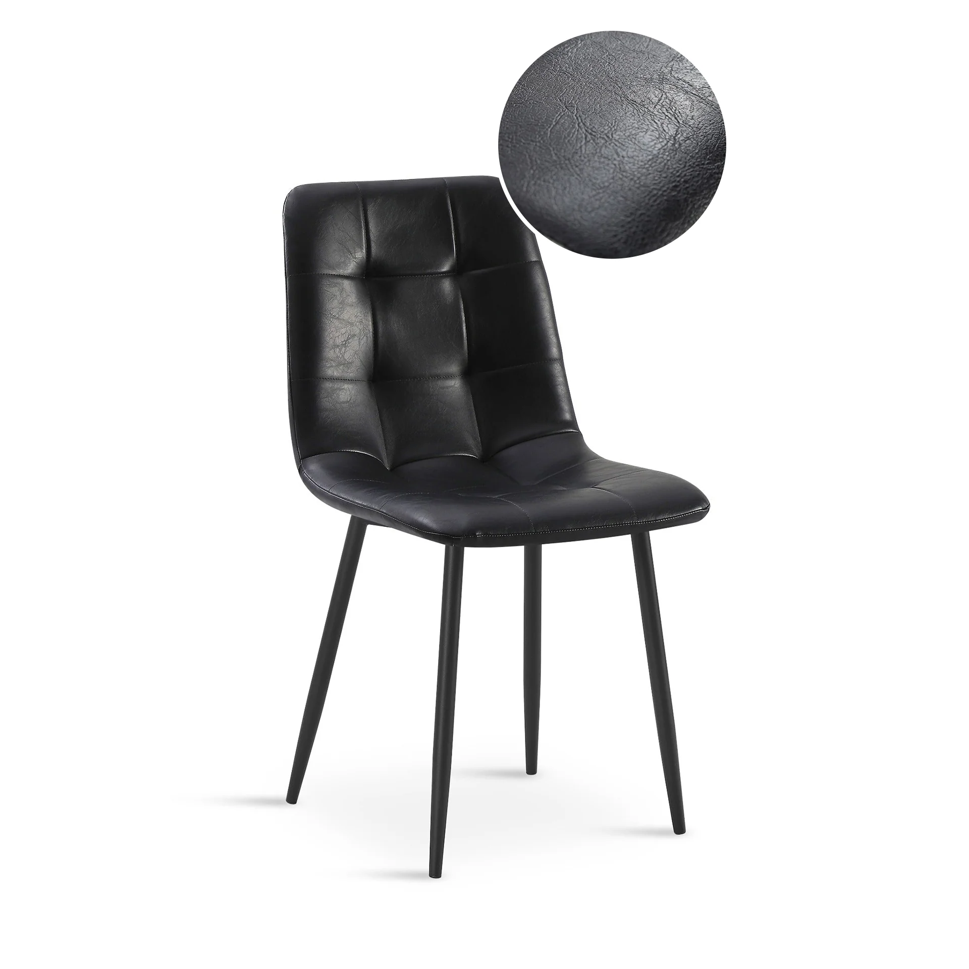 David PU Leather Dining Chair - Set of 4 - Black - Image 7