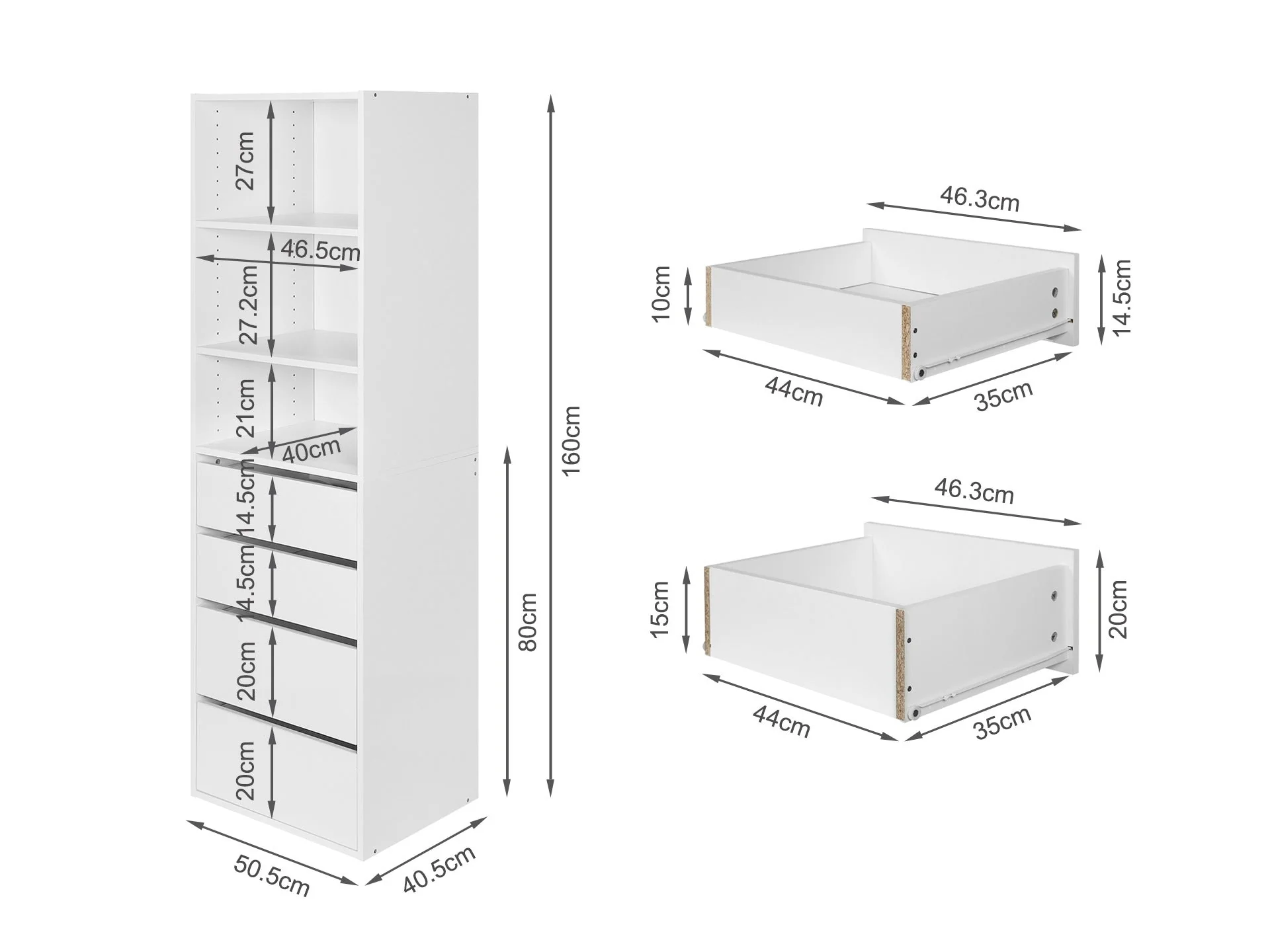 DELTA 4 Drawer & 3 Shelf Wardrobe - White - Image 11
