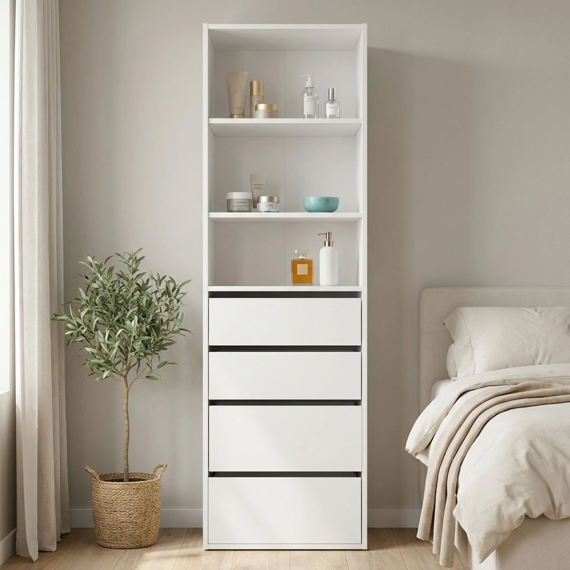 DELTA 4 Drawer & 3 Shelf Wardrobe - White - Image 5