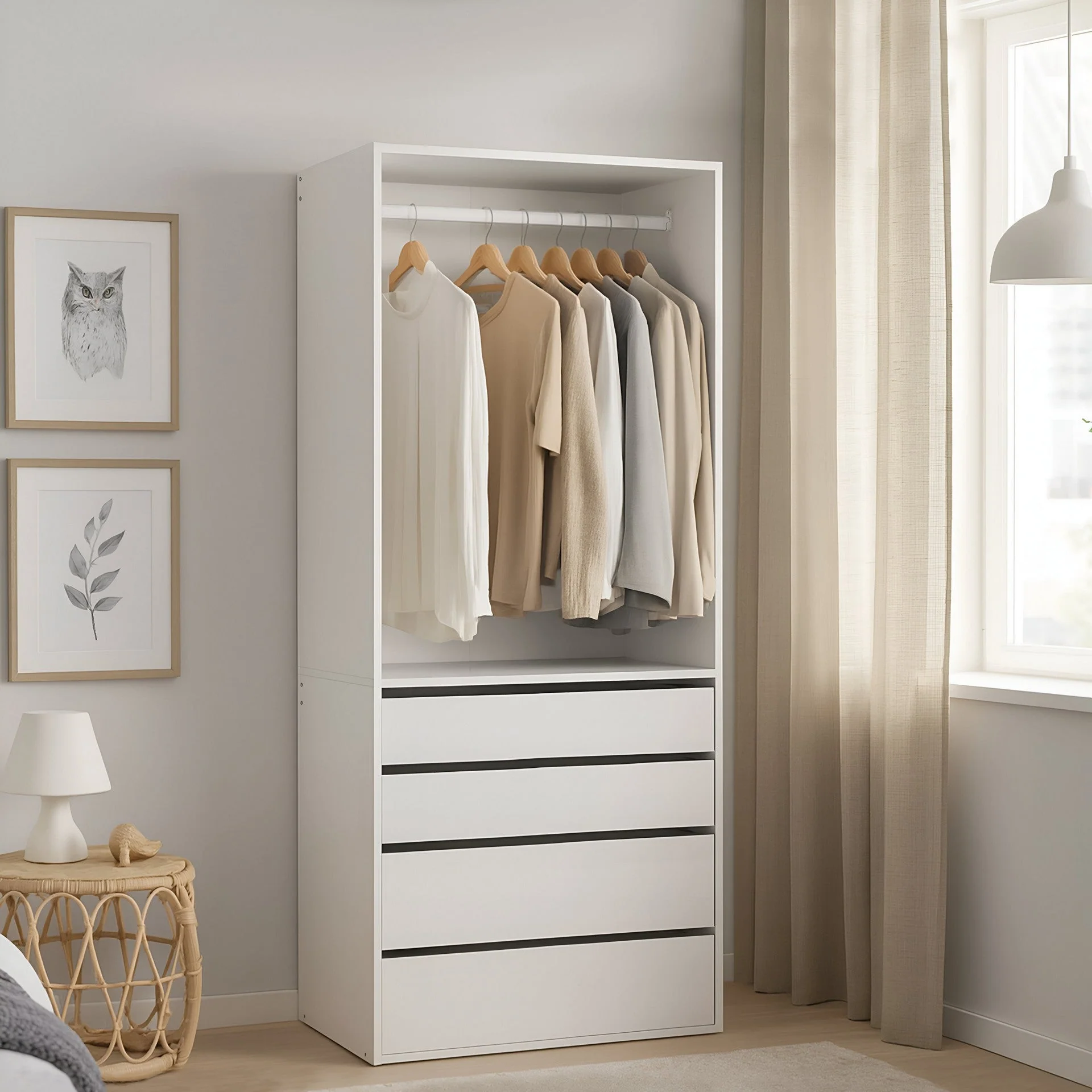 Delta 4 Drawer Wide Wardrobe - White - Image 10