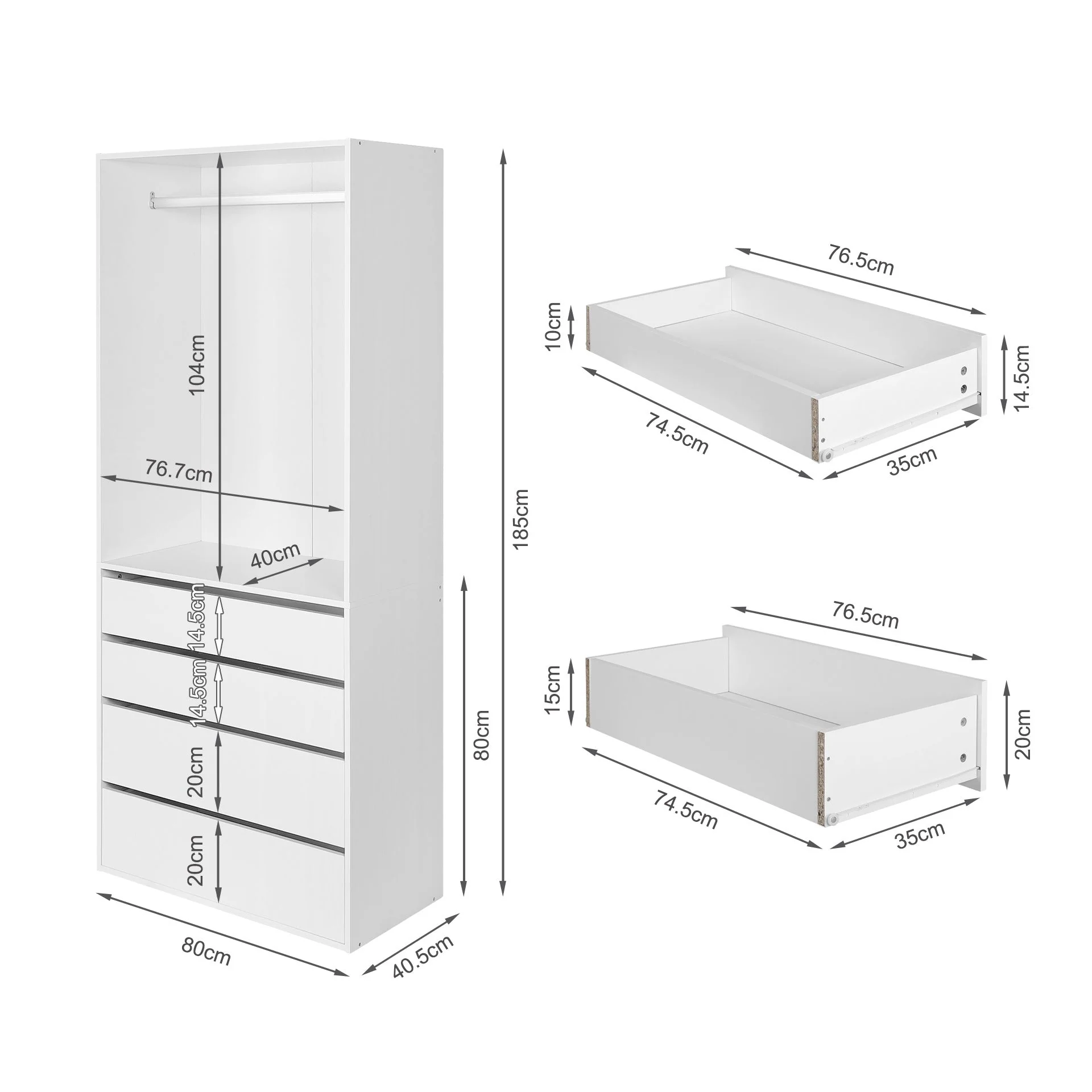 Delta 4 Drawer Wide Wardrobe - White - Image 15