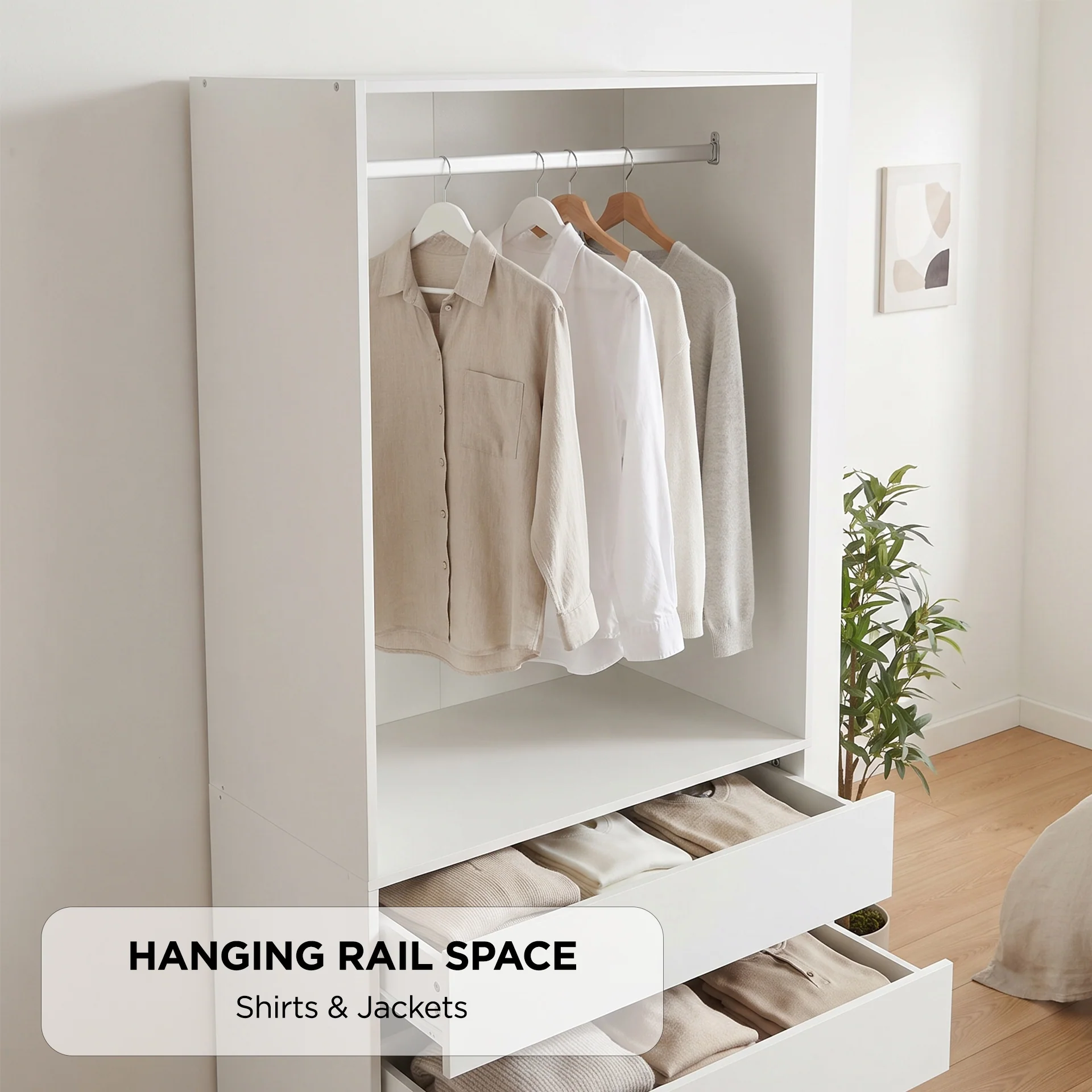 Delta 4 Drawer Wide Wardrobe - White - Image 5