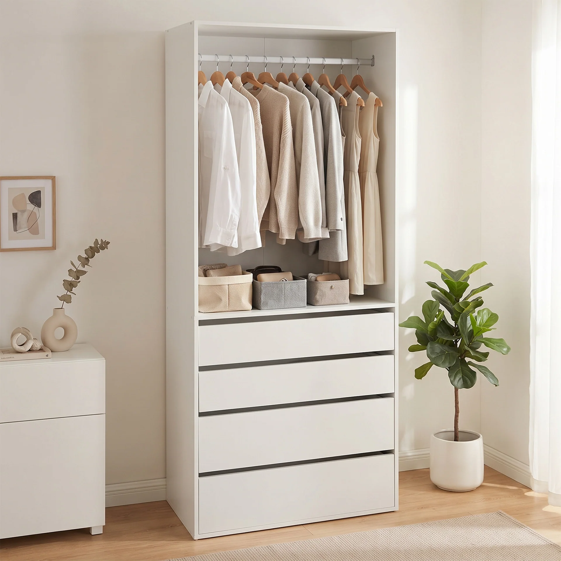 Delta 4 Drawer Wide Wardrobe - White - Image 6