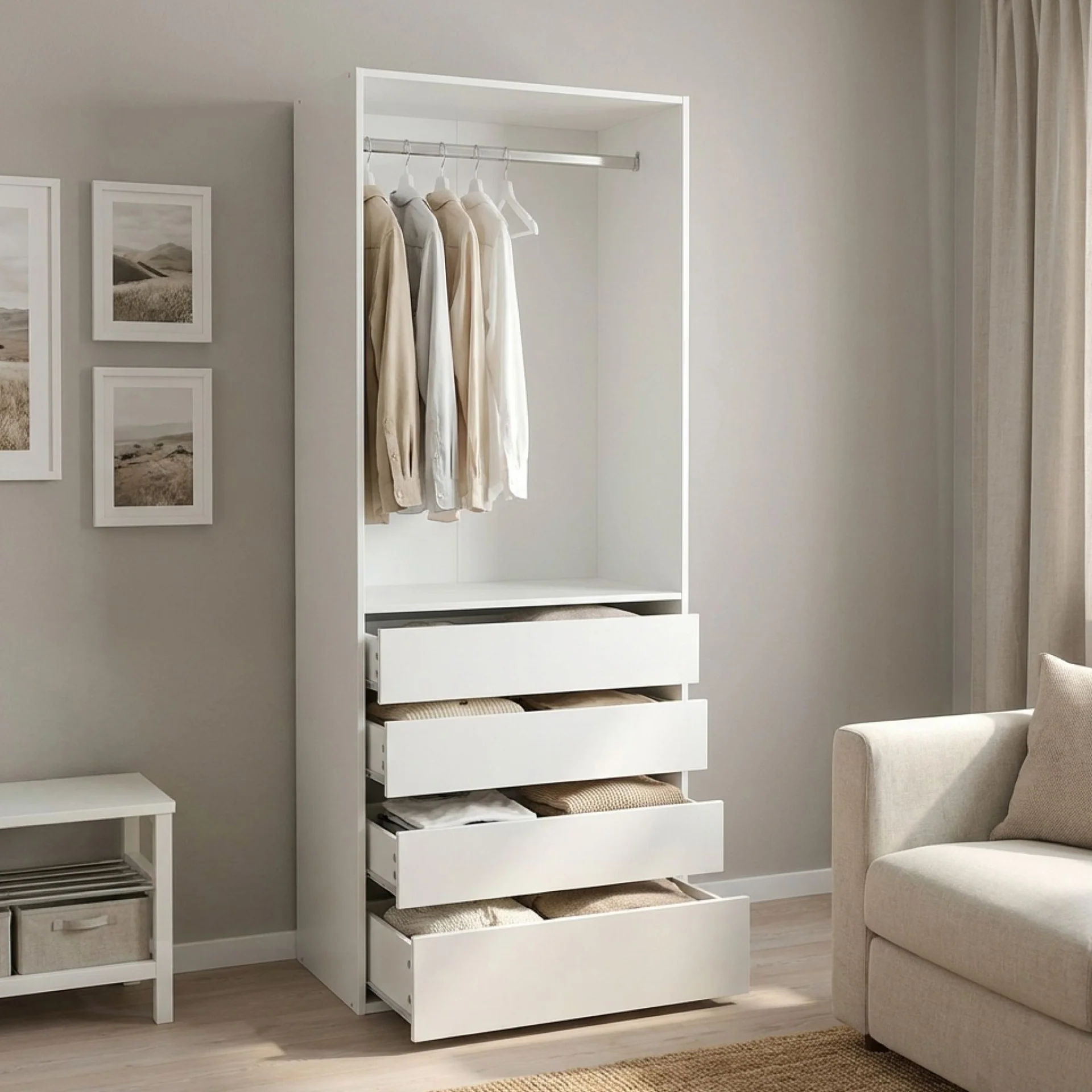 Delta 4 Drawer Wide Wardrobe - White - Image 7