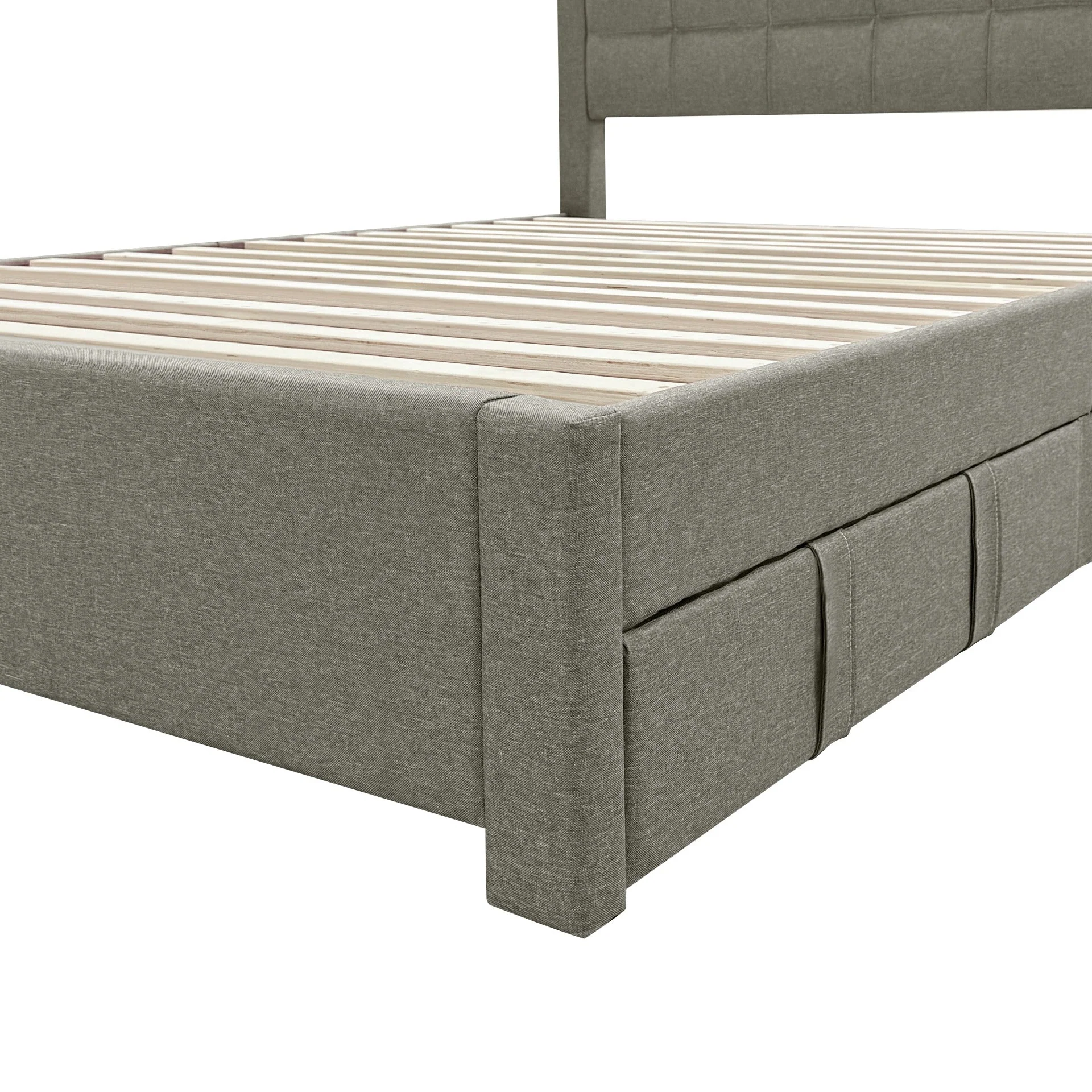 Denali Queen Bed Frame with 4 Drawers - Light Grey - Image 11