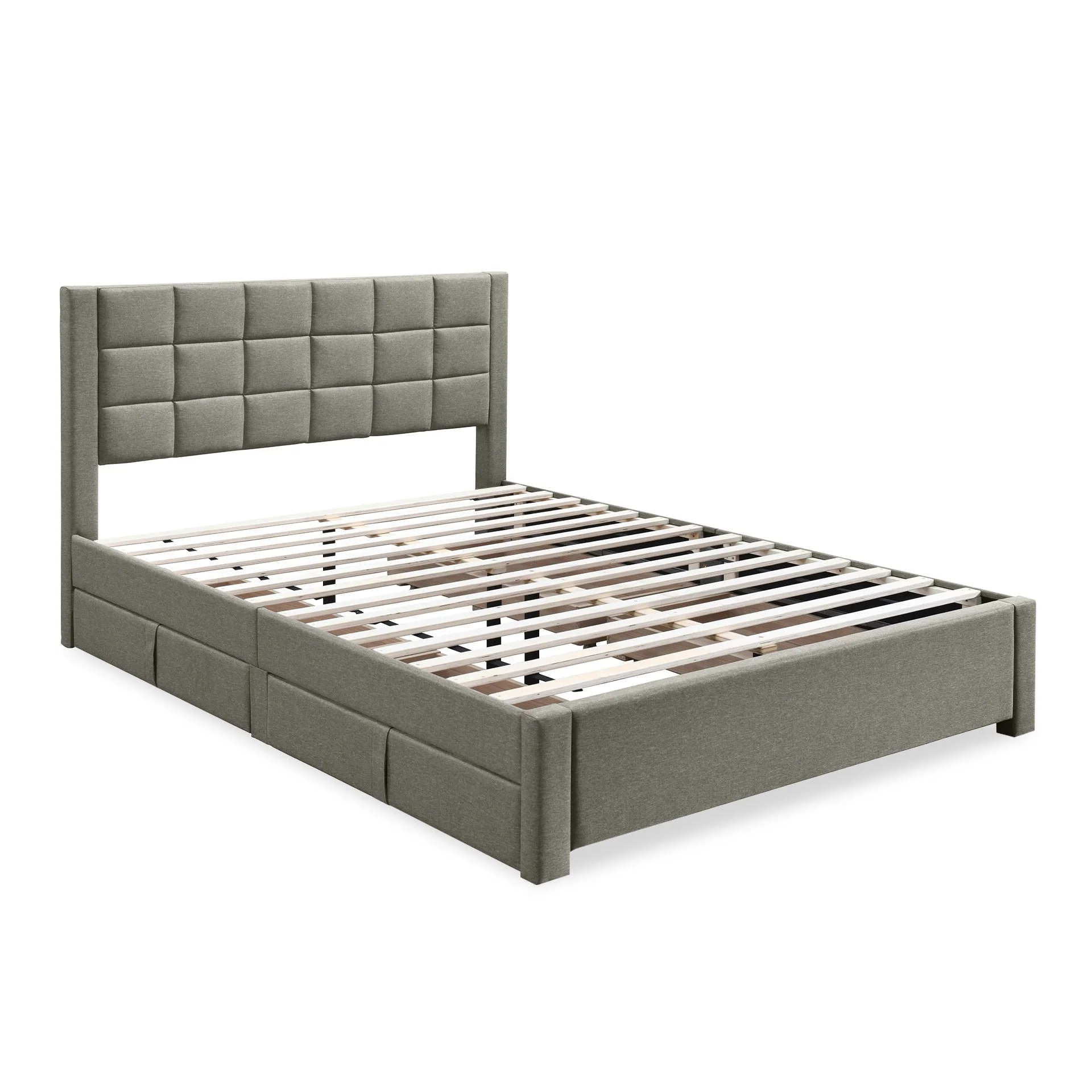 Denali Queen Bed Frame with 4 Drawers - Light Grey - Image 7