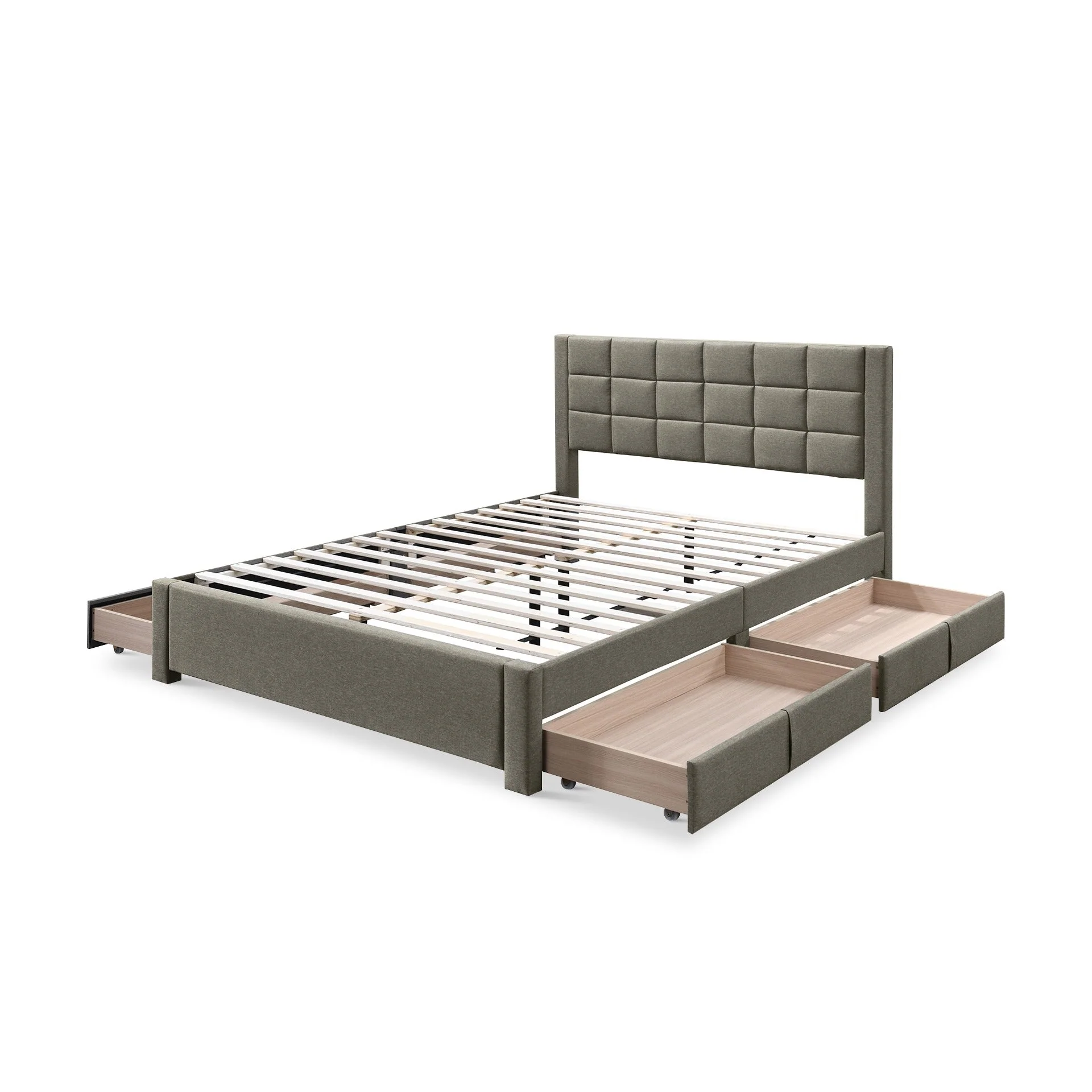 Denali Queen Bed Frame with 4 Drawers - Light Grey - Image 9