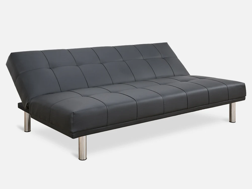 DENVER 3-Seater PU Sofa Bed - BLACK - Image 9