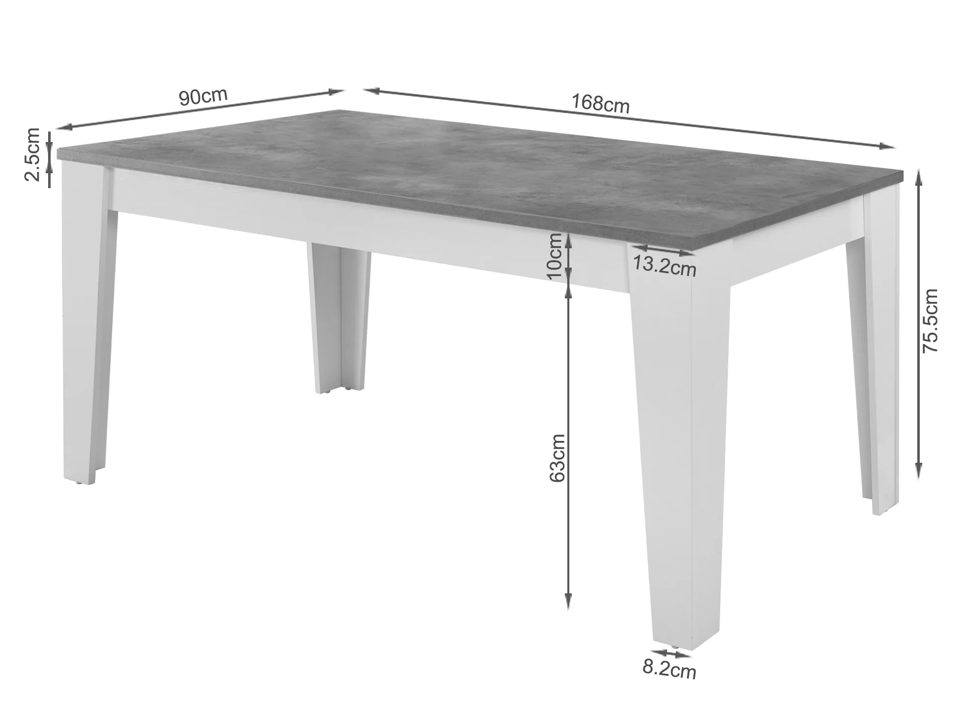 Desta Dining Table Rectangle 160x90cm - White - Image 6