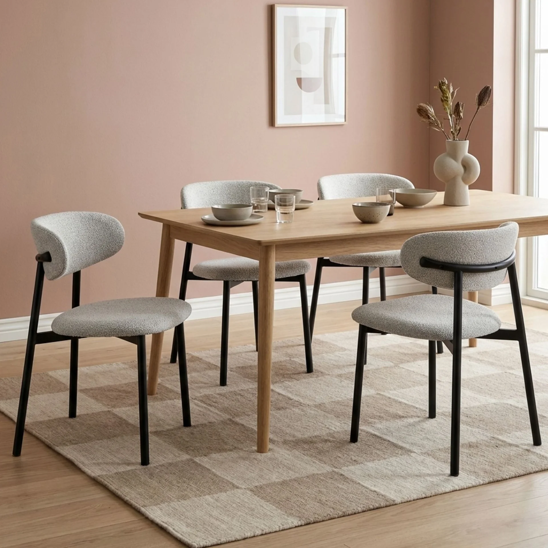 Merrit Fabric Dining Chair - Set of 4 - Light Grey