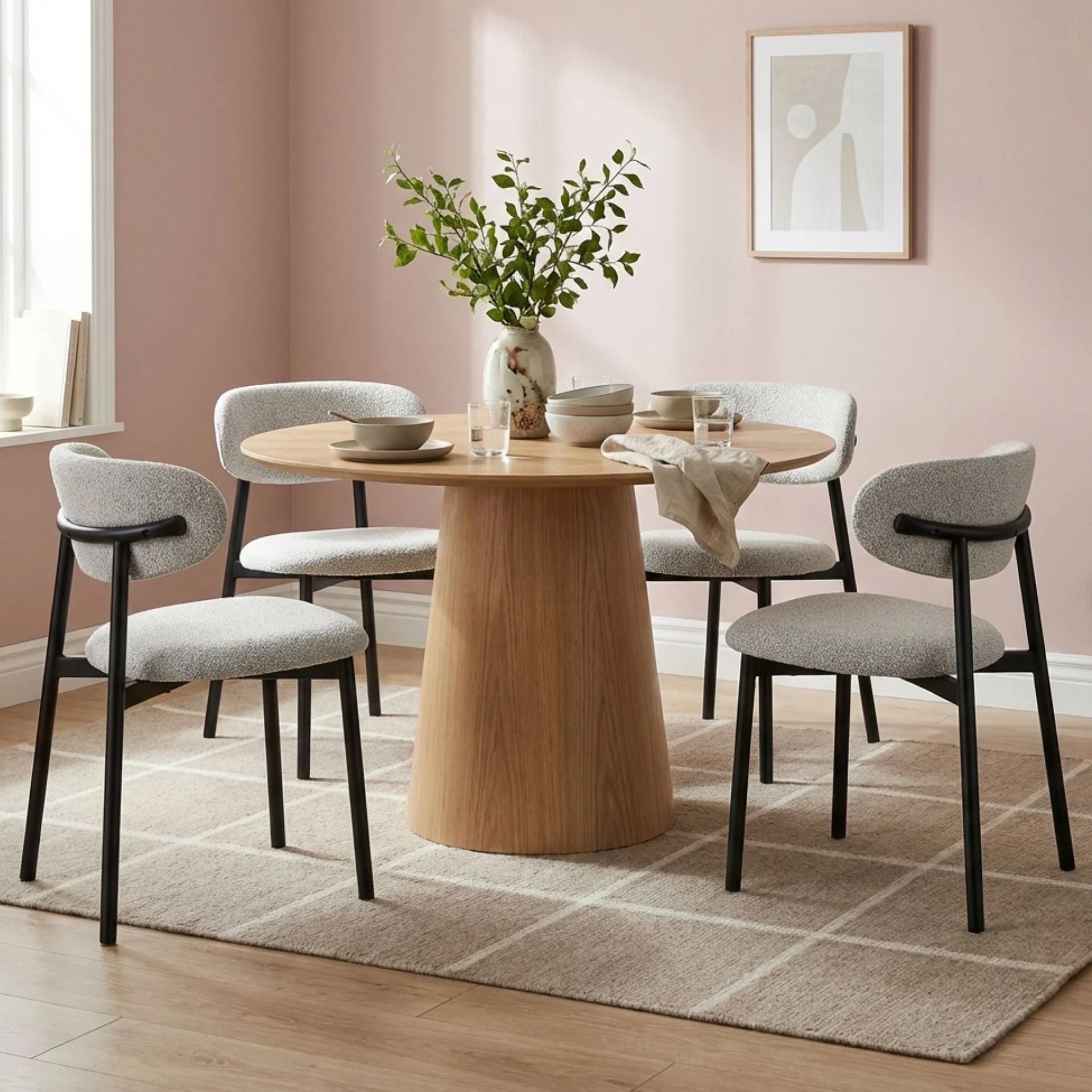 Merrit Fabric Dining Chair - Set of 4 - Light Grey - Image 3