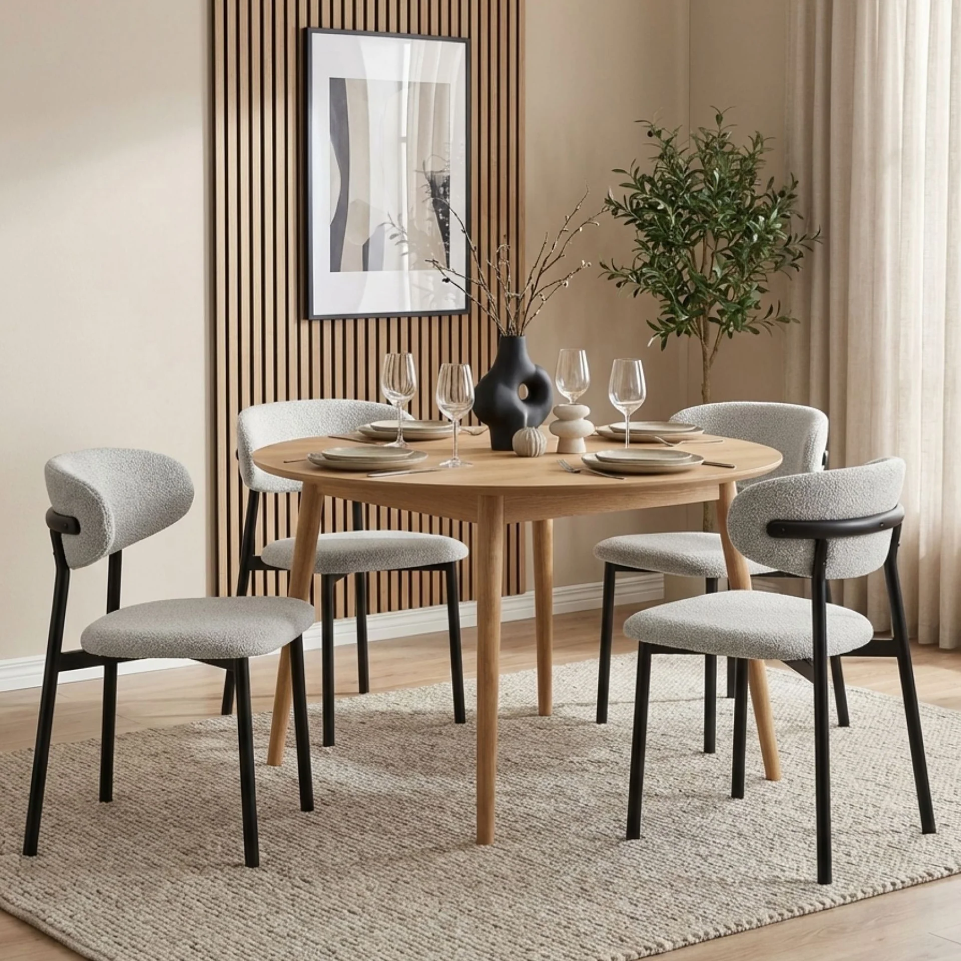 Merrit Fabric Dining Chair - Set of 4 - Light Grey - Image 4