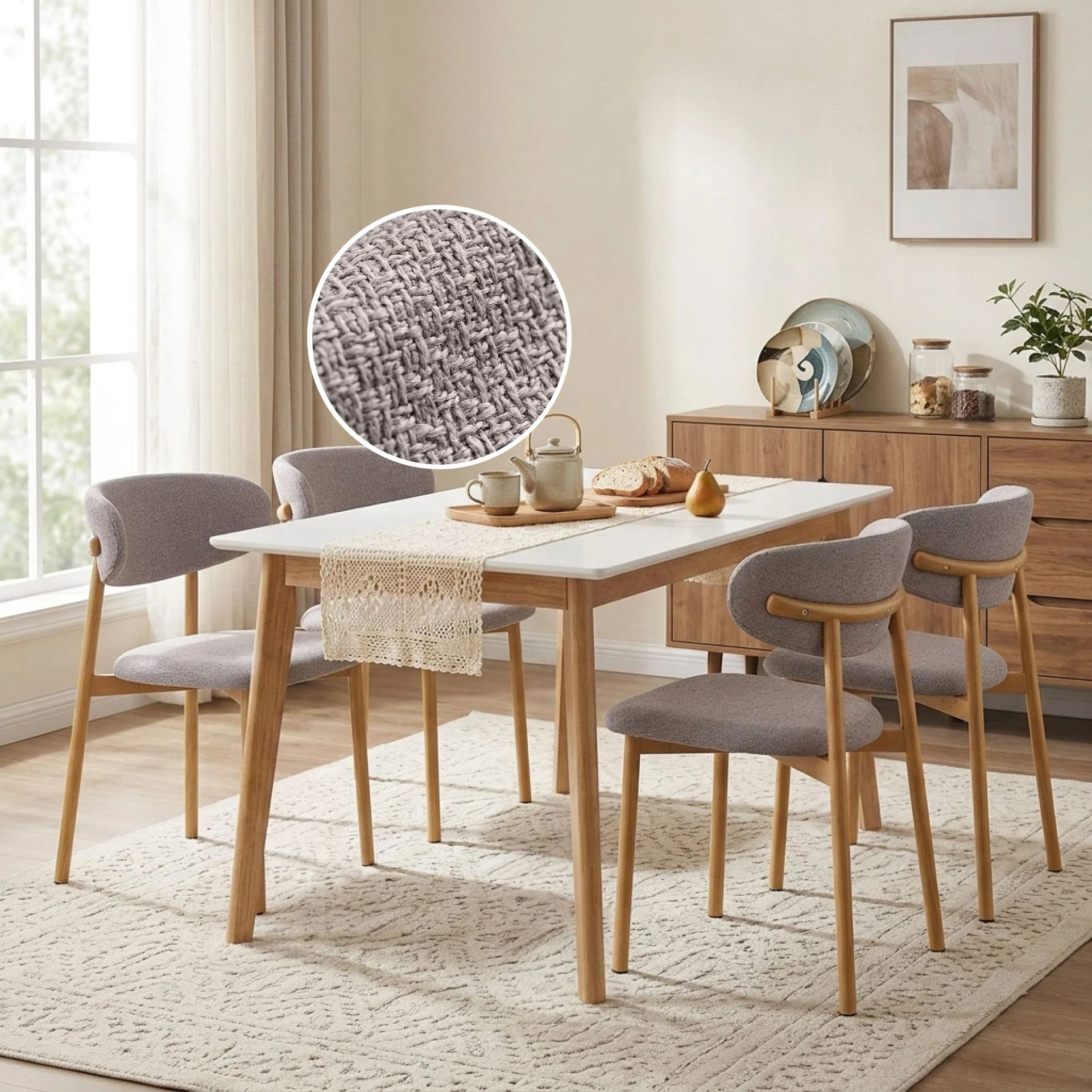 Sam Fabric Dining Chair - Set of 4 - Dark Grey - Image 2
