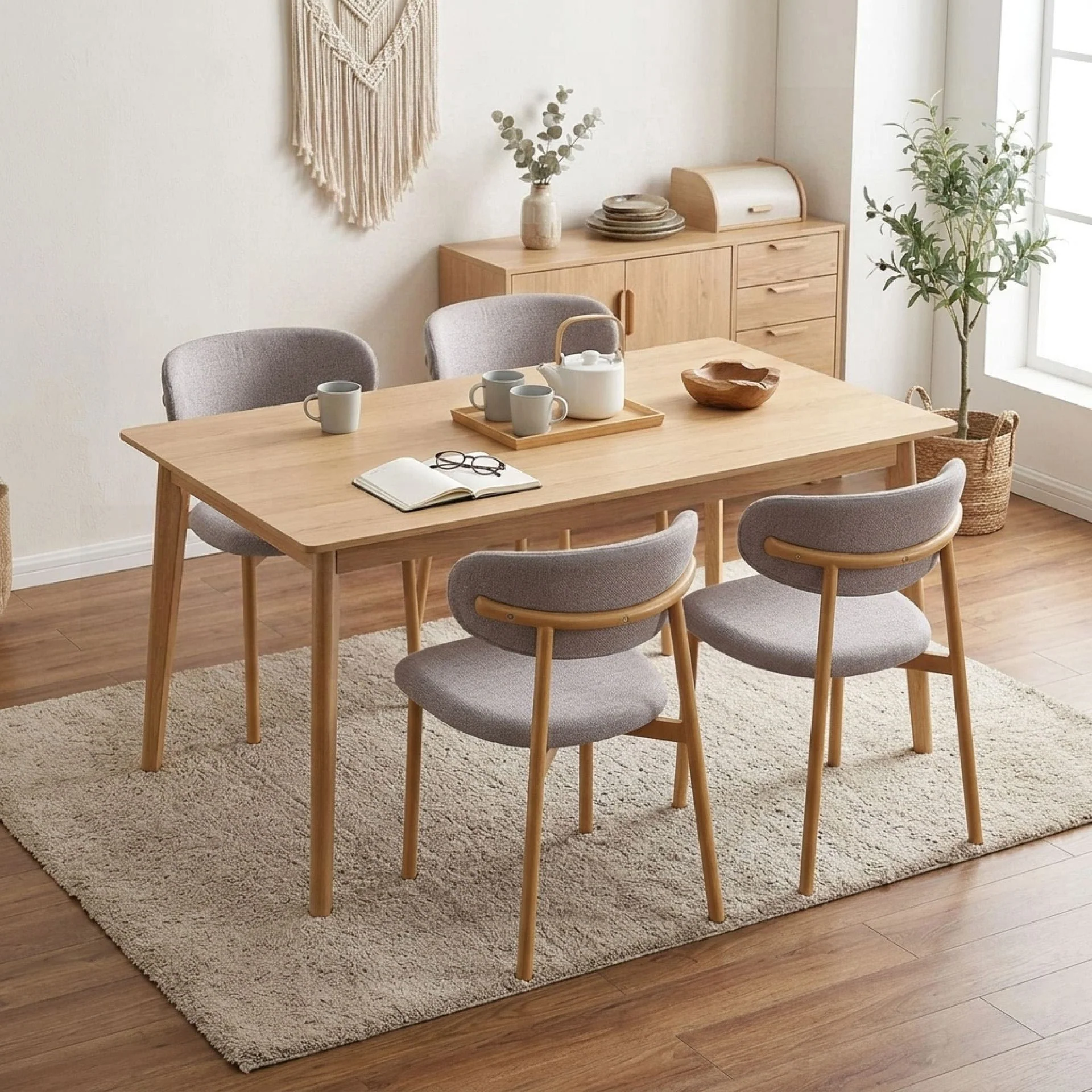 Sam Fabric Dining Chair - Set of 4 - Dark Grey - Image 3