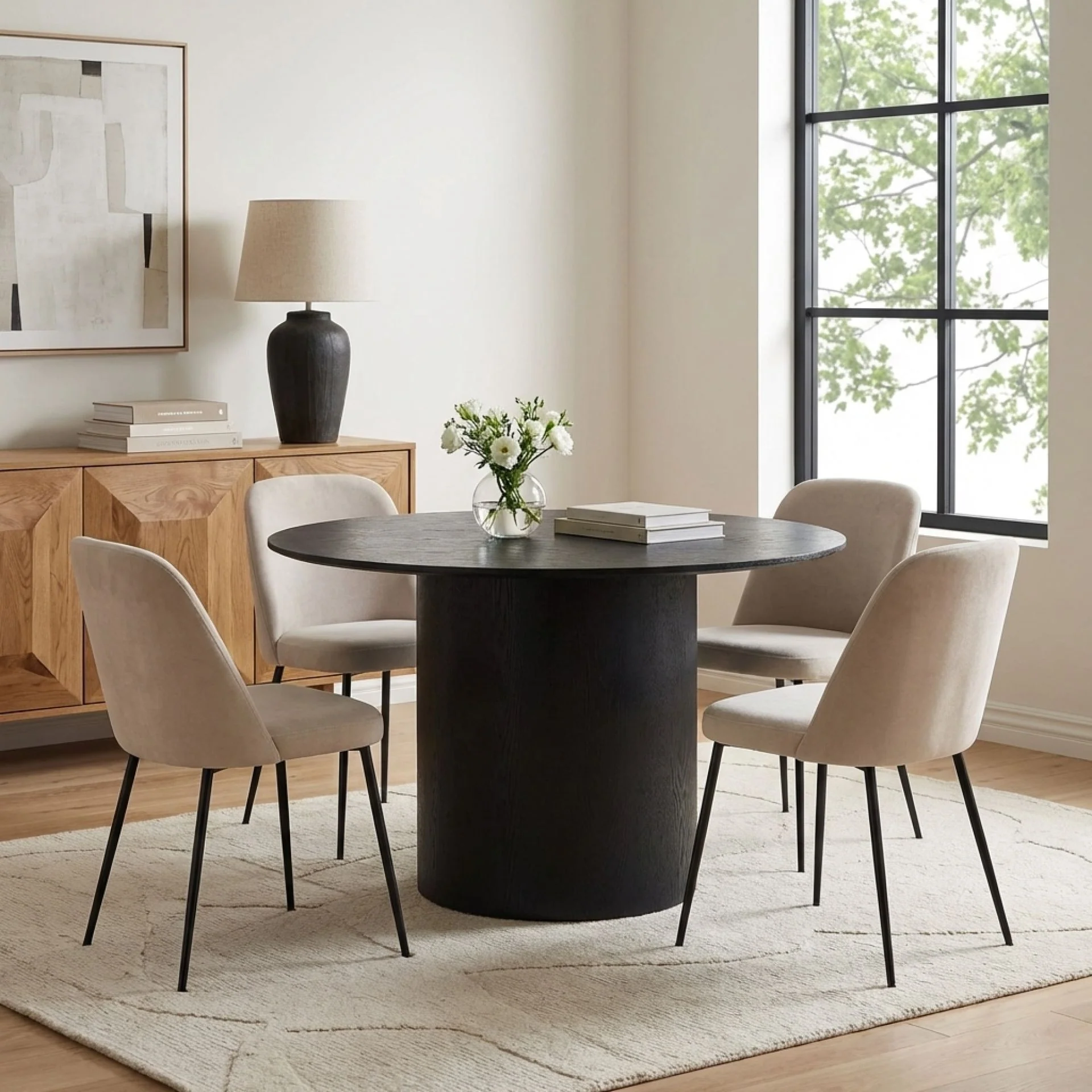 Adley Round Dining Table 120 x 75cm - Black