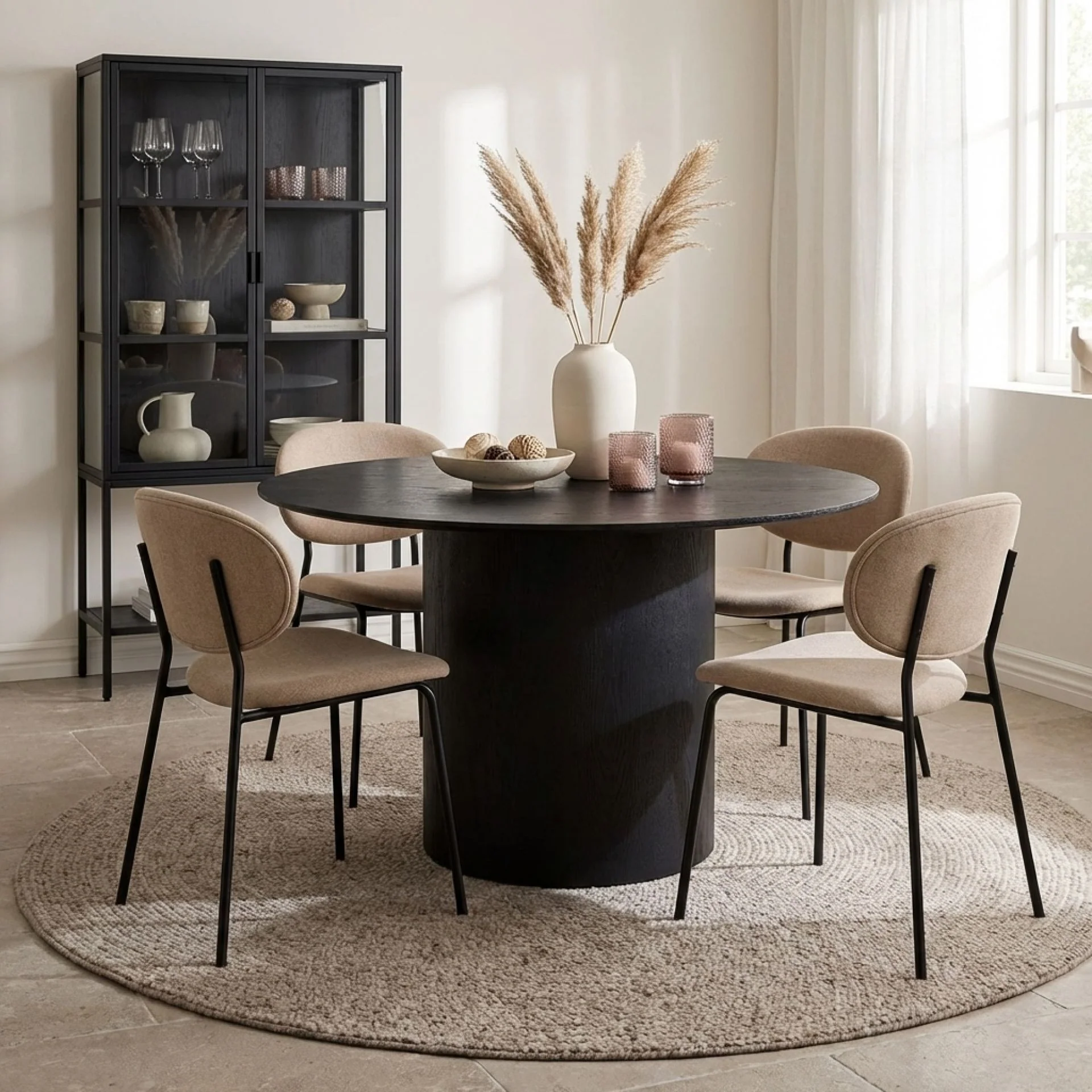 Adley Round Dining Table 120 x 75cm - Black - Image 3