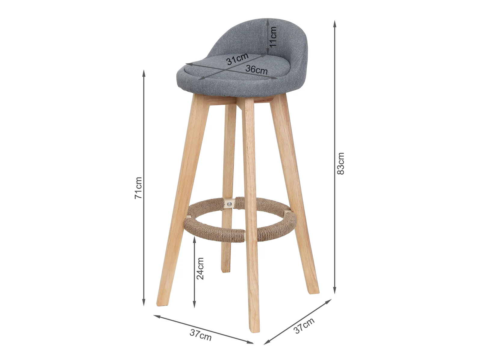 DOE Bar Stool Wooden Barstool 2PCS - Image 8