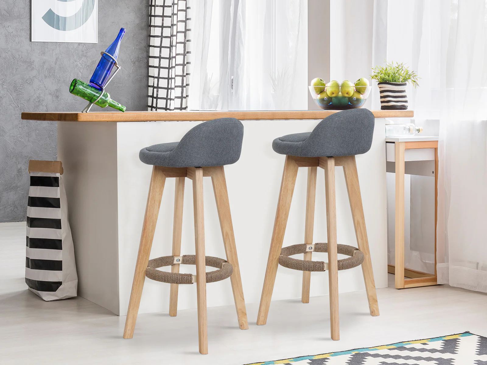 DOE Bar Stool Wooden Barstool 2PCS - Image 9