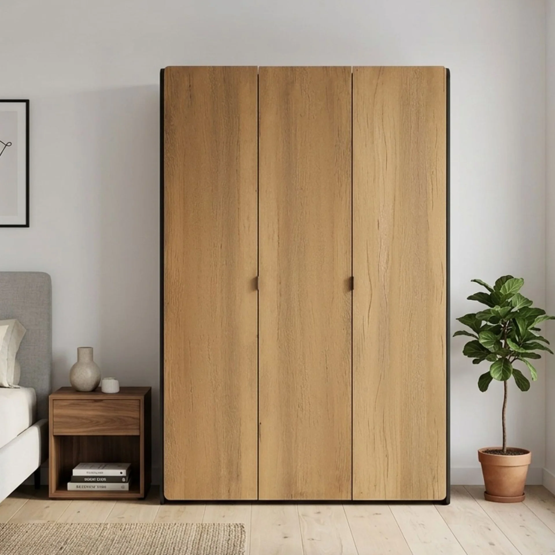 Dorian 3 Door Wardrobe - Walnut + Black
