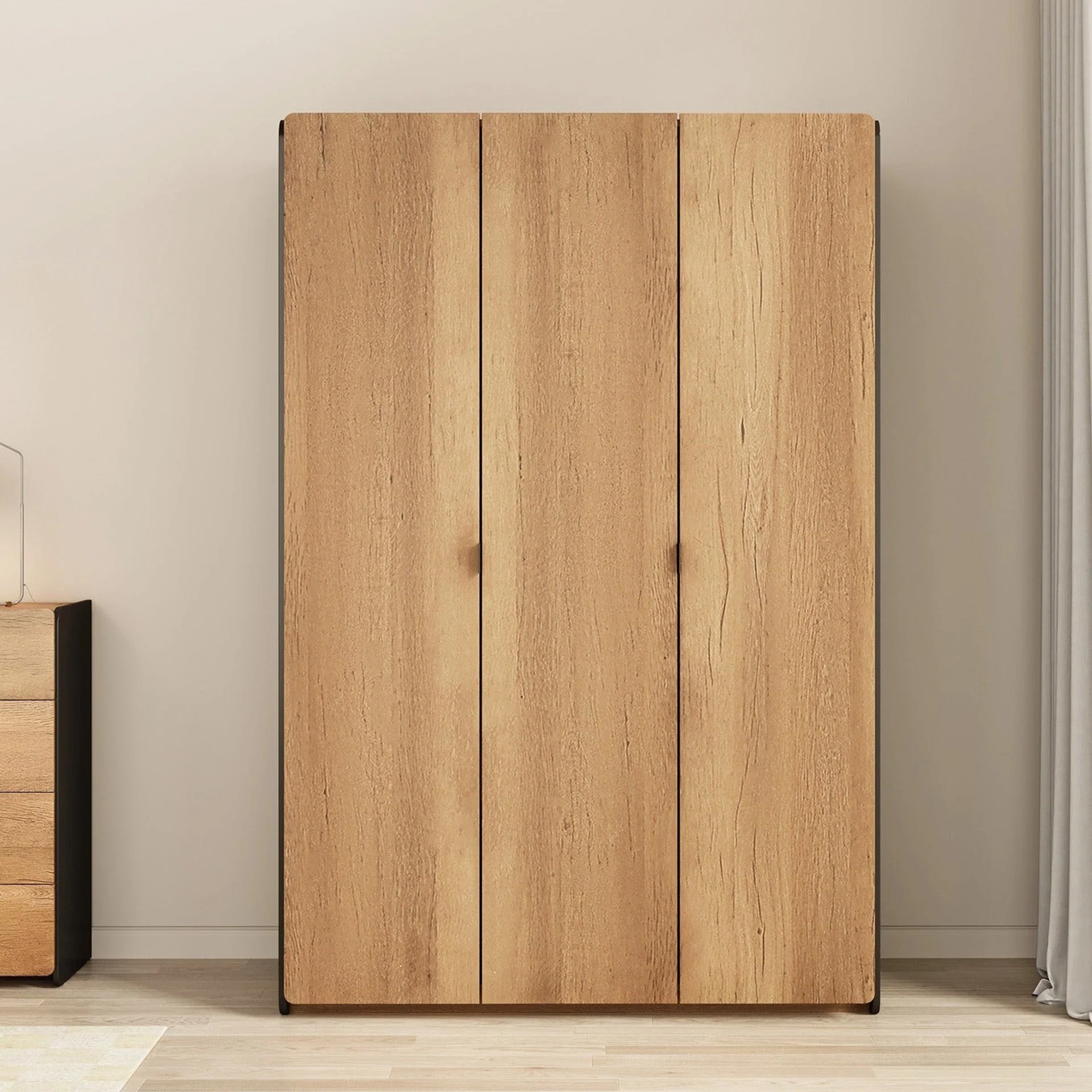 Dorian 3 Door Wardrobe - Walnut + Black - Image 12